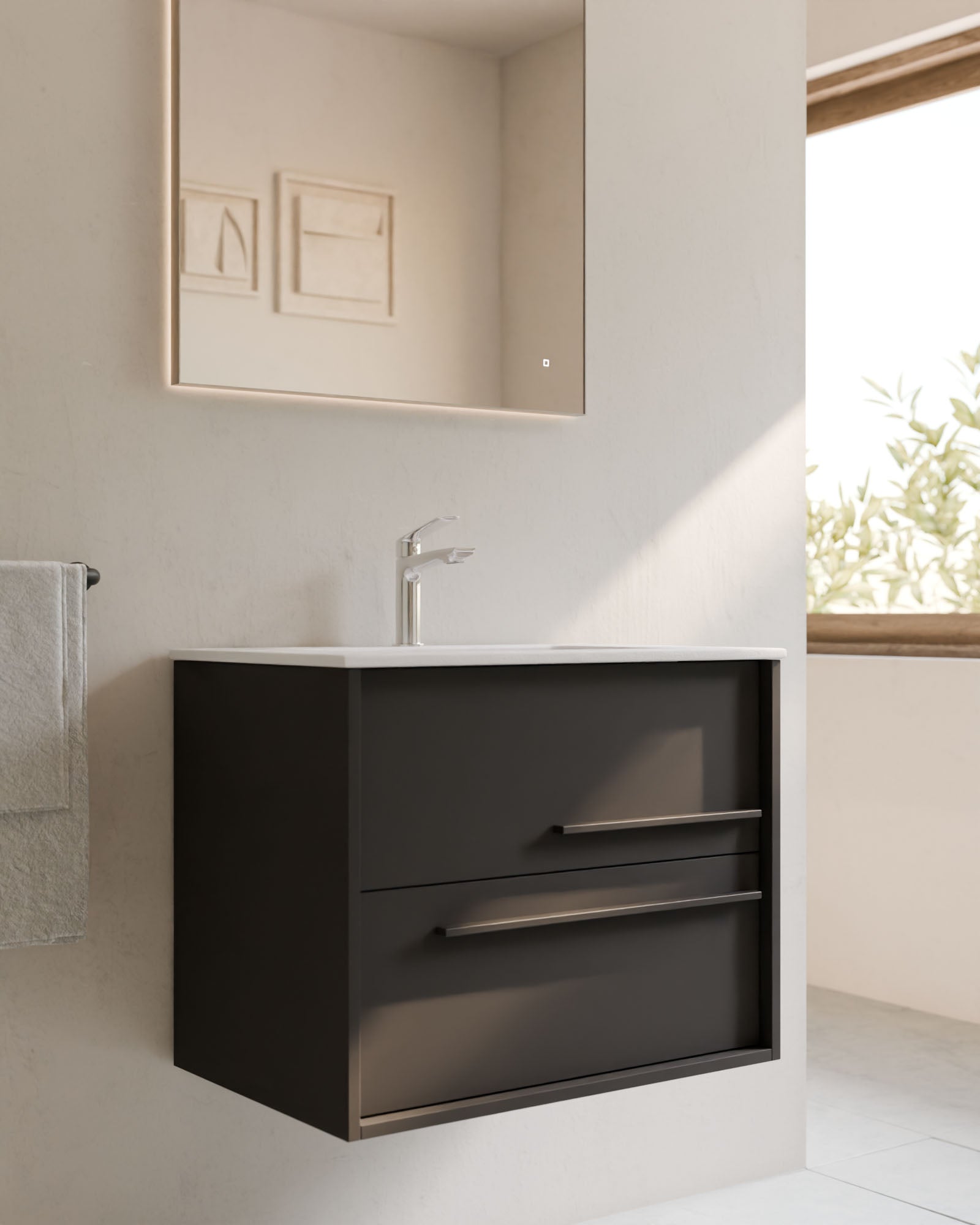 Aqua 2 Schubladen Aschgrau Graphit