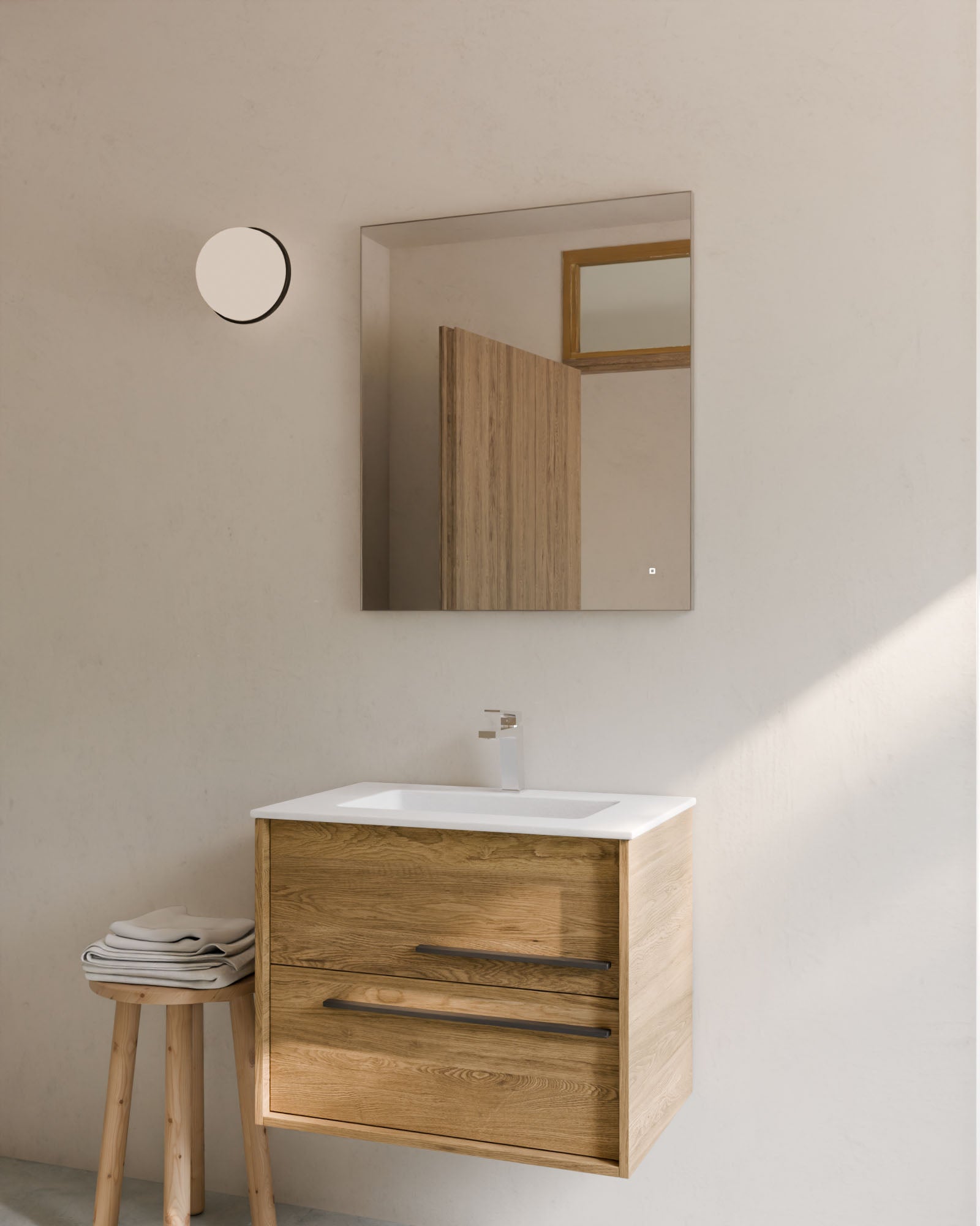 Aqua 2 Schubladen Natureiche Graphit