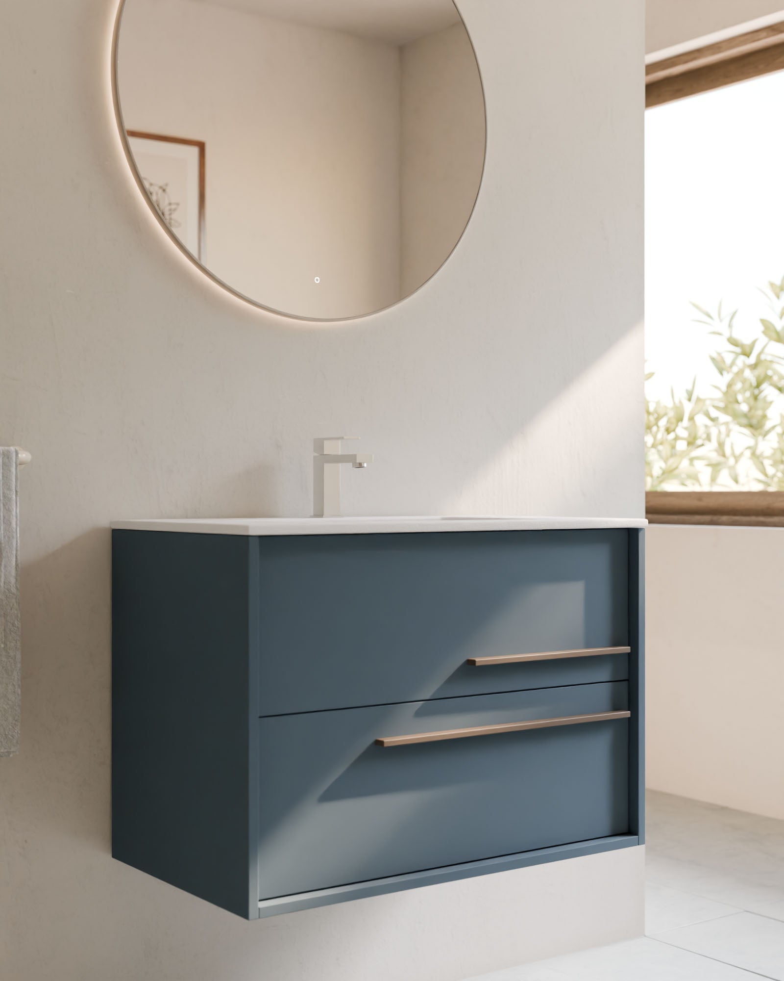 Aqua 2 Schubladen Meerblau Quarz