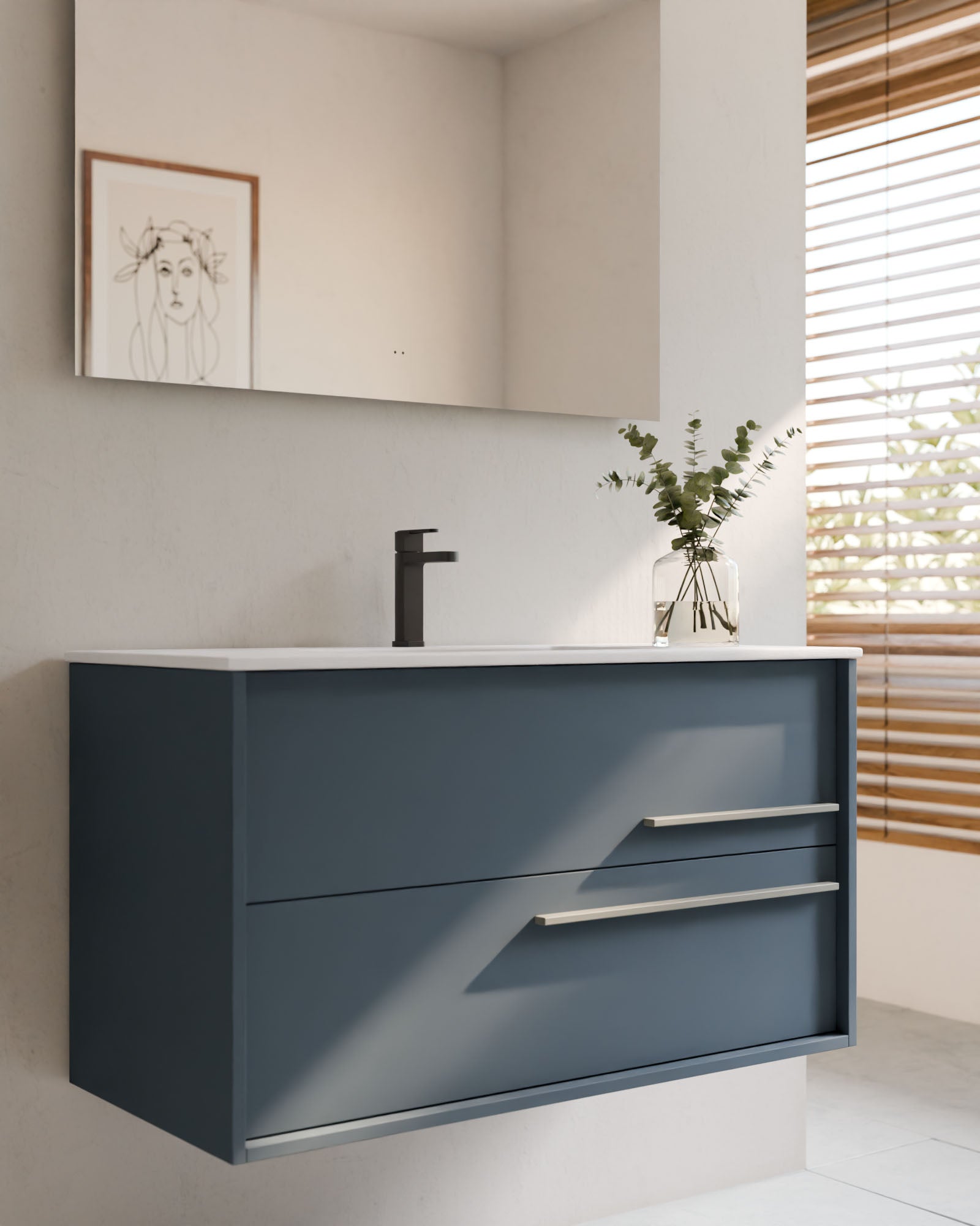 Aqua 2 Schubladen Meerblau Quarz
