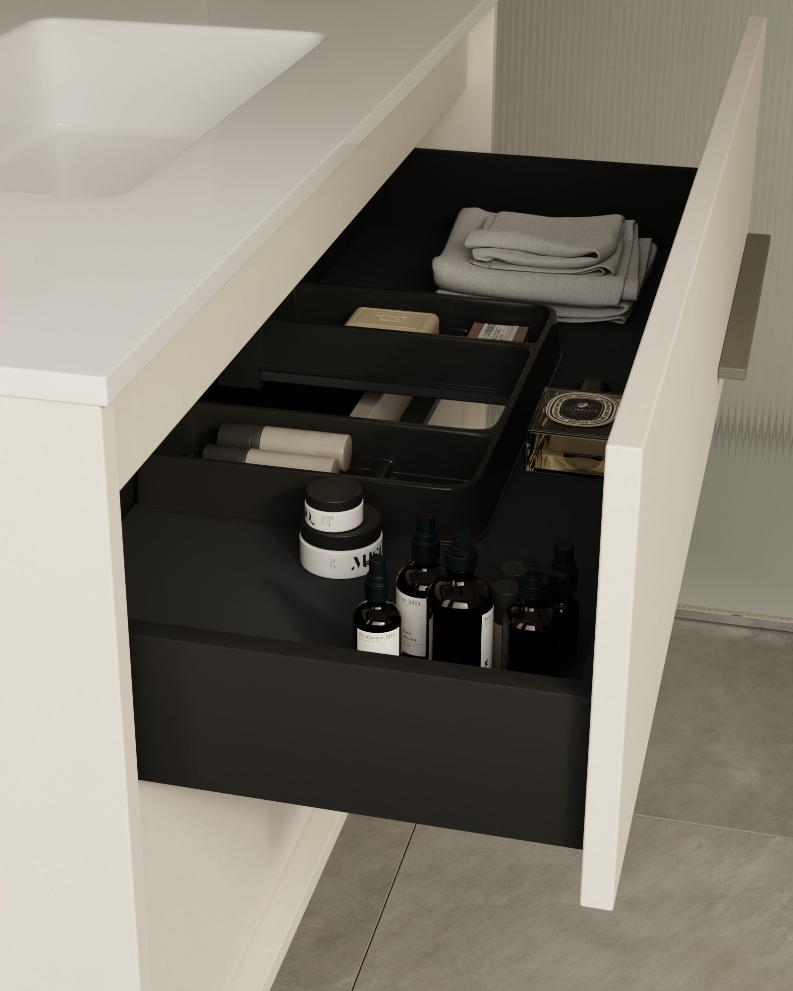 Aqua 2 Schubladen Weiß Quarz