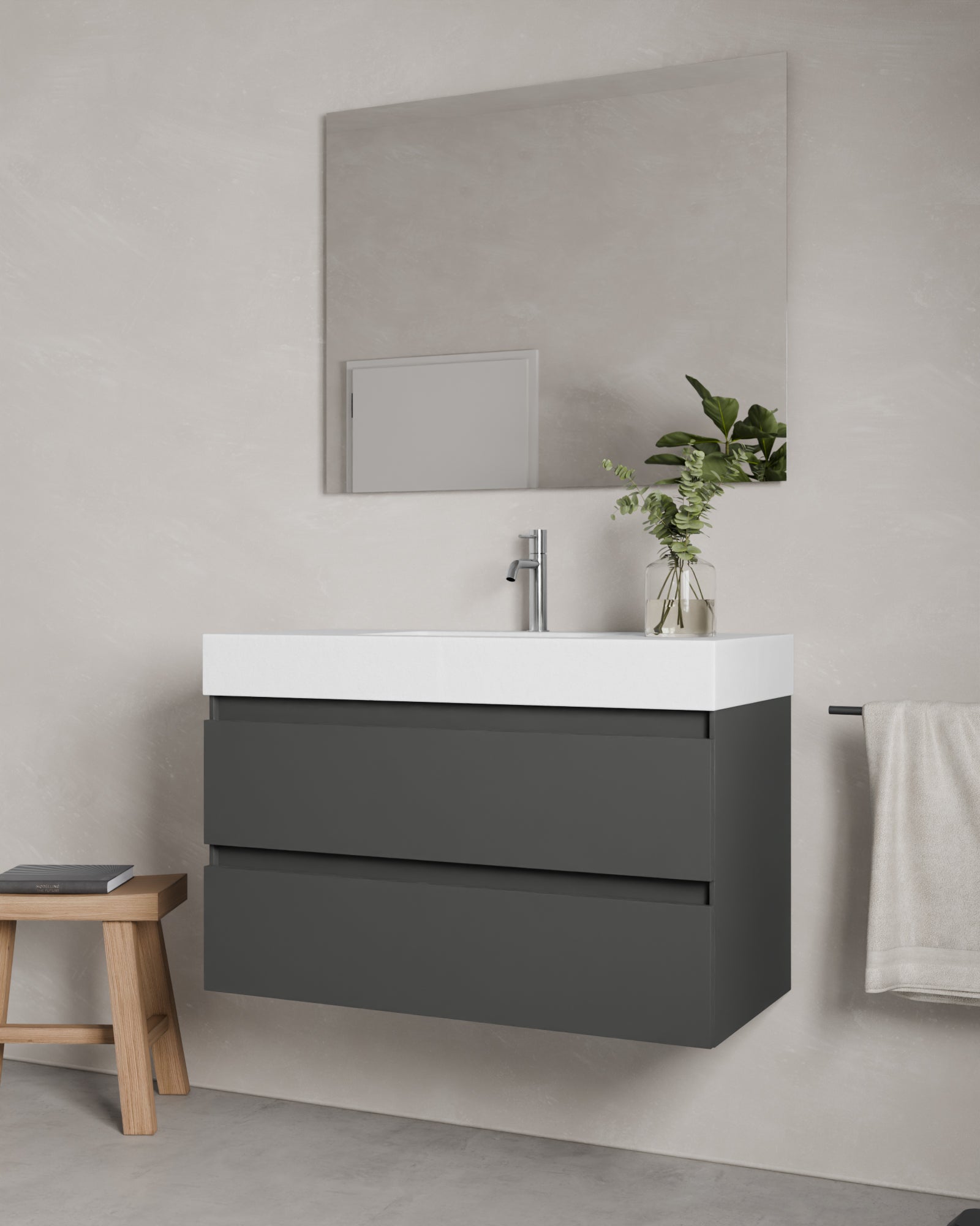 Zuri 2 cajones gris ceniza cube