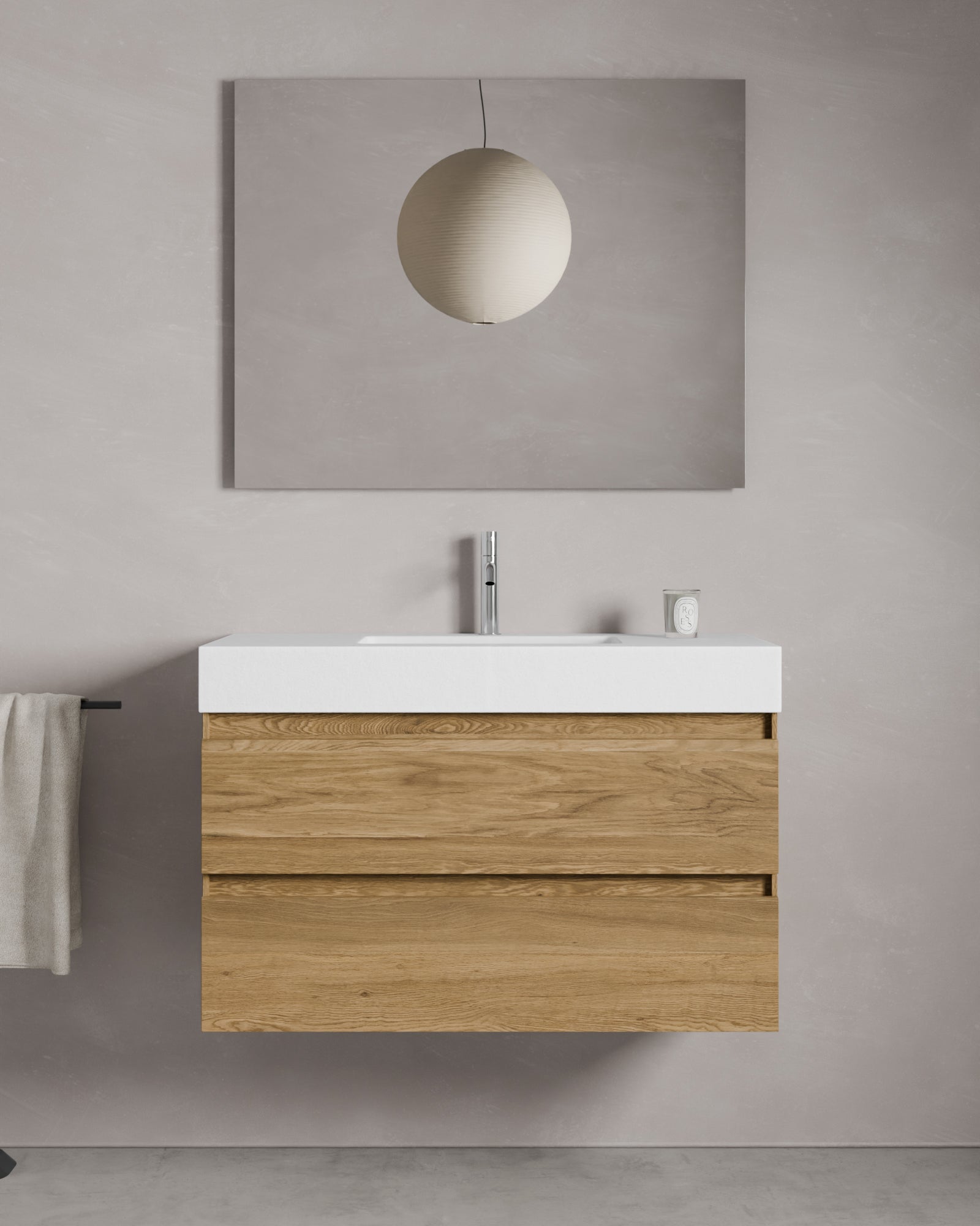 Zuri 2 cajones roble natural cube