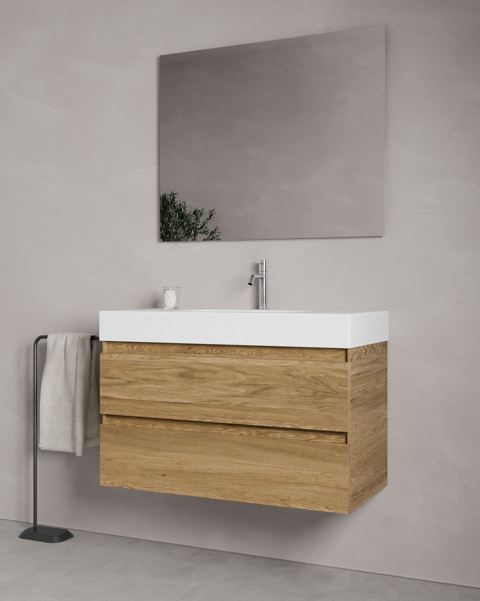 Zuri 2 cajones roble natural cube