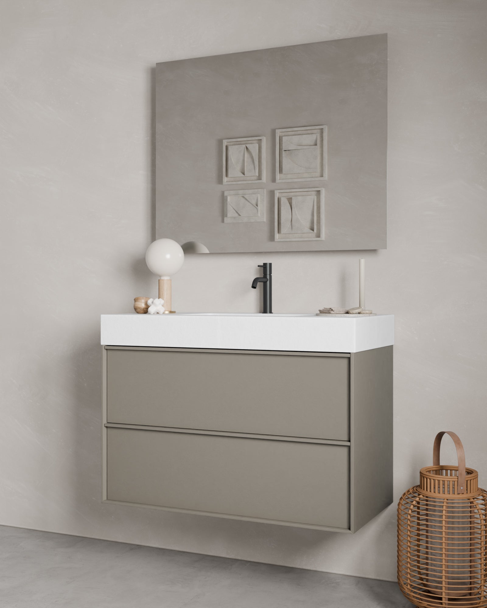 Loira 2 cajones gris oscuro cube