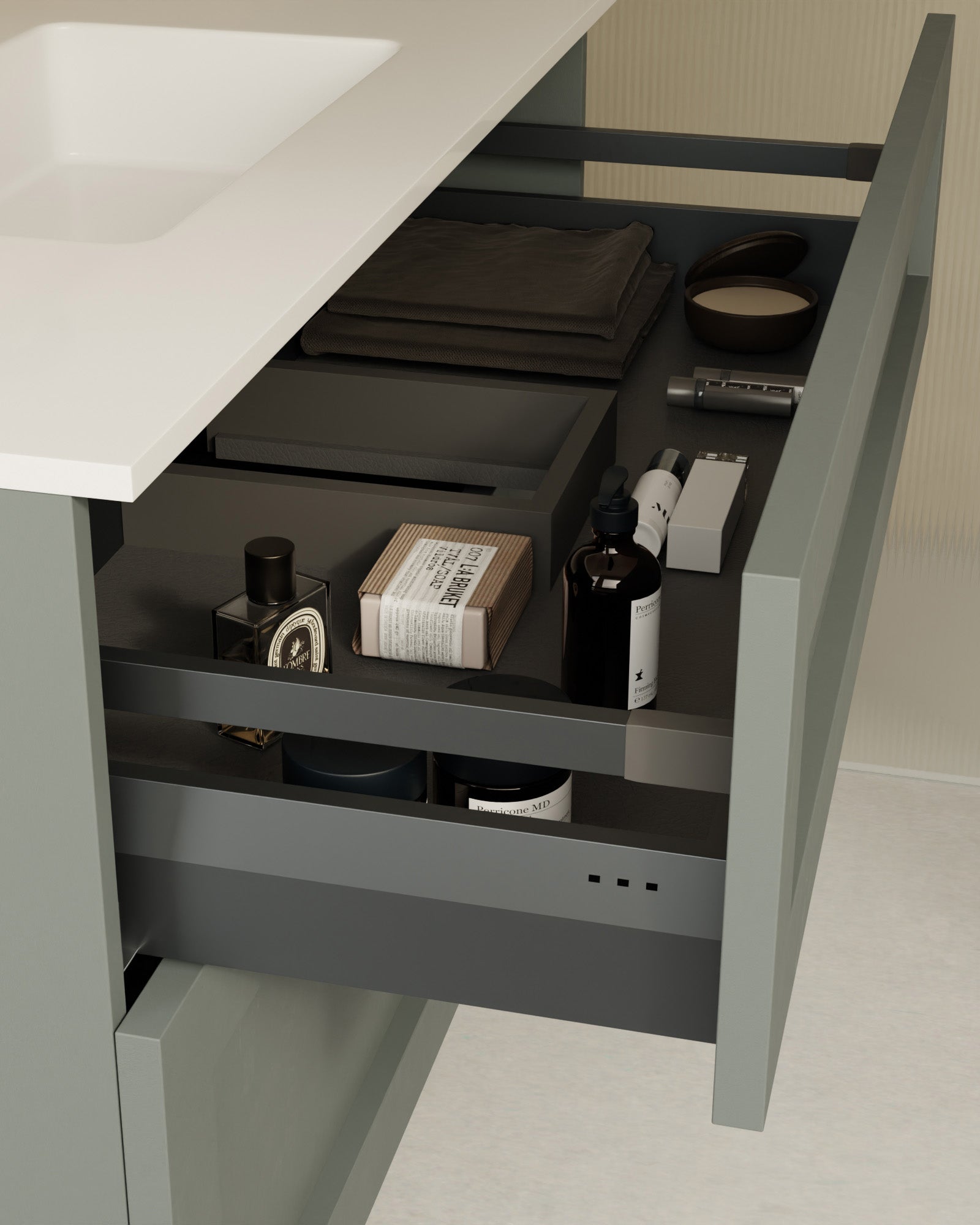 Tera 2 cajones (diferentes tamaños) verde-gris