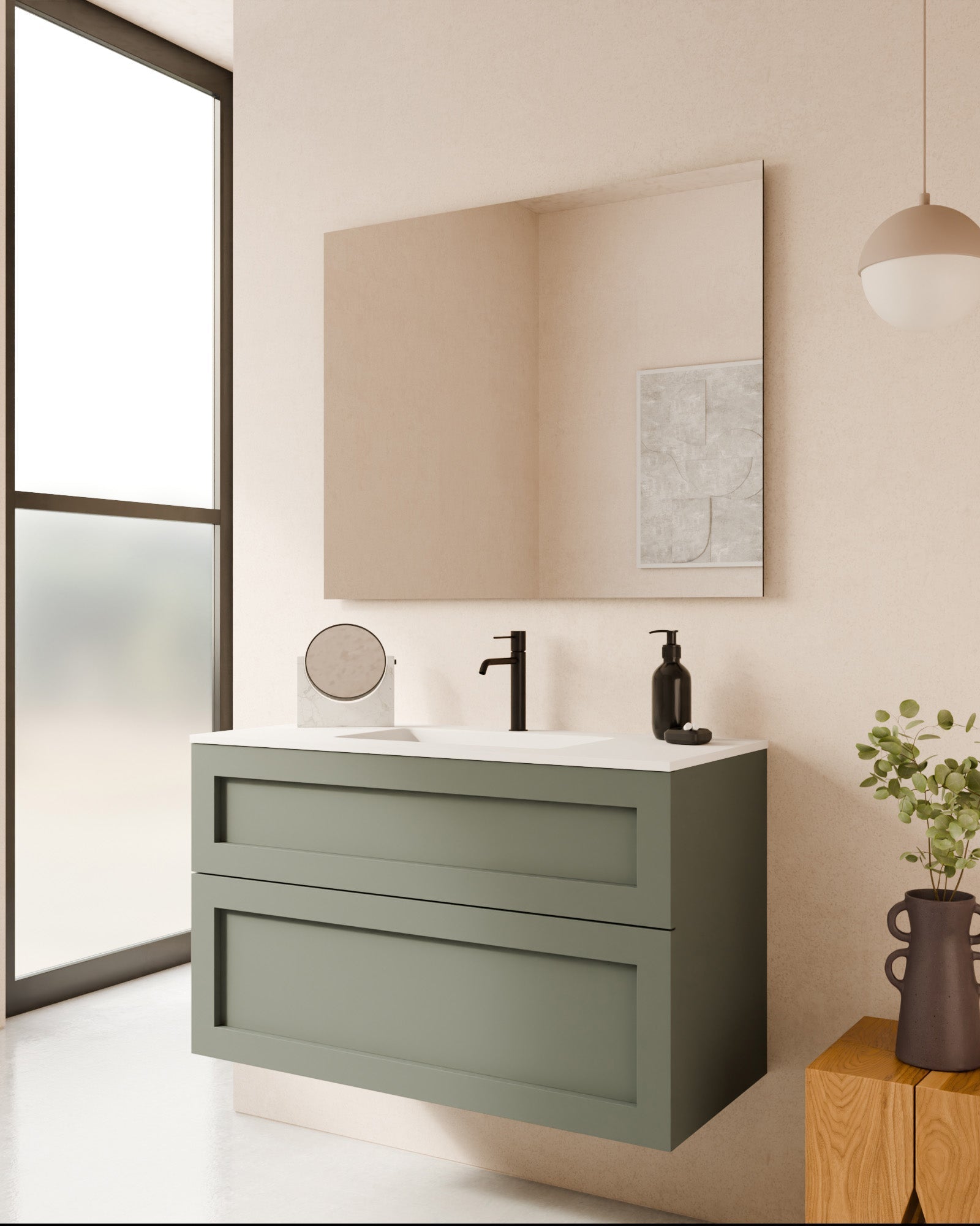 Tera 2 cajones (diferentes tamaños) verde-gris