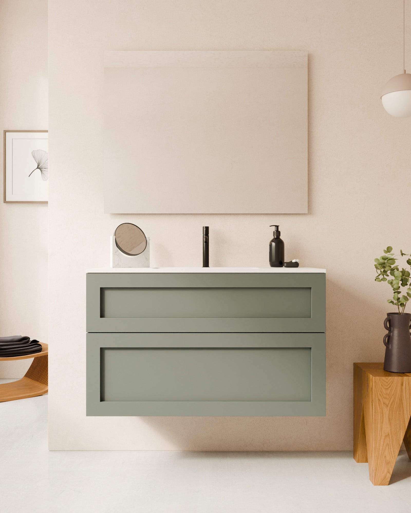 Tera 2 cajones (diferentes tamaños) verde-gris