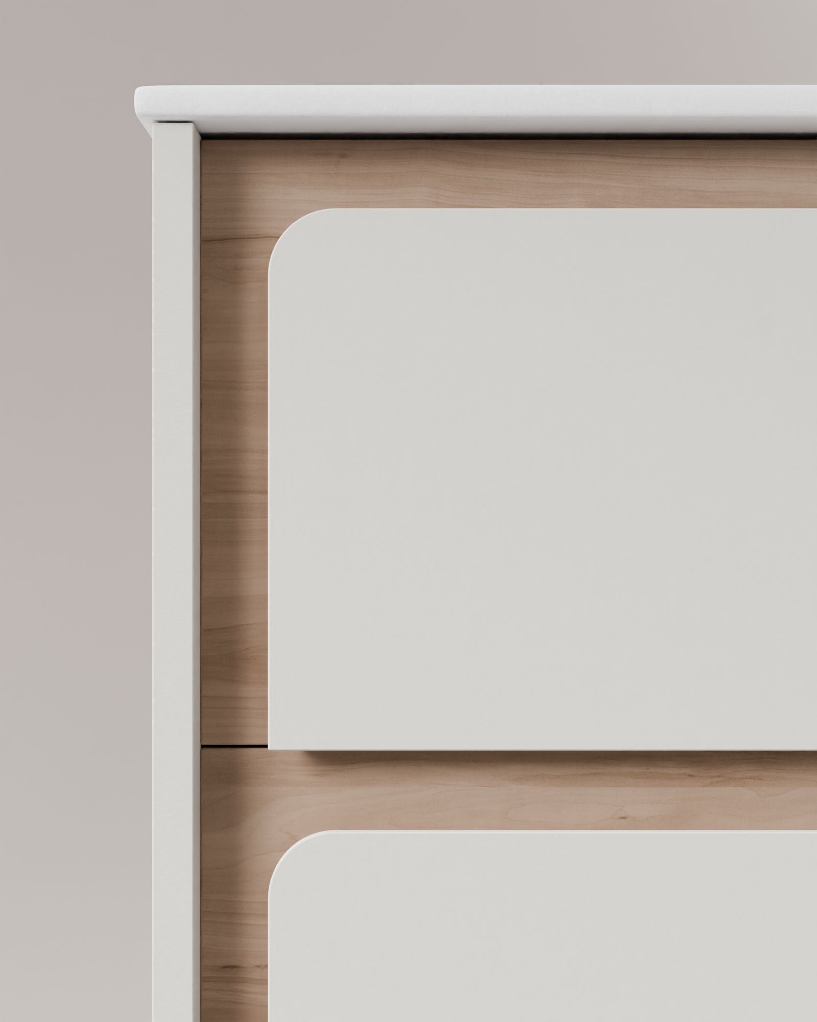 Cyra 2 cajones blanco roble marfil