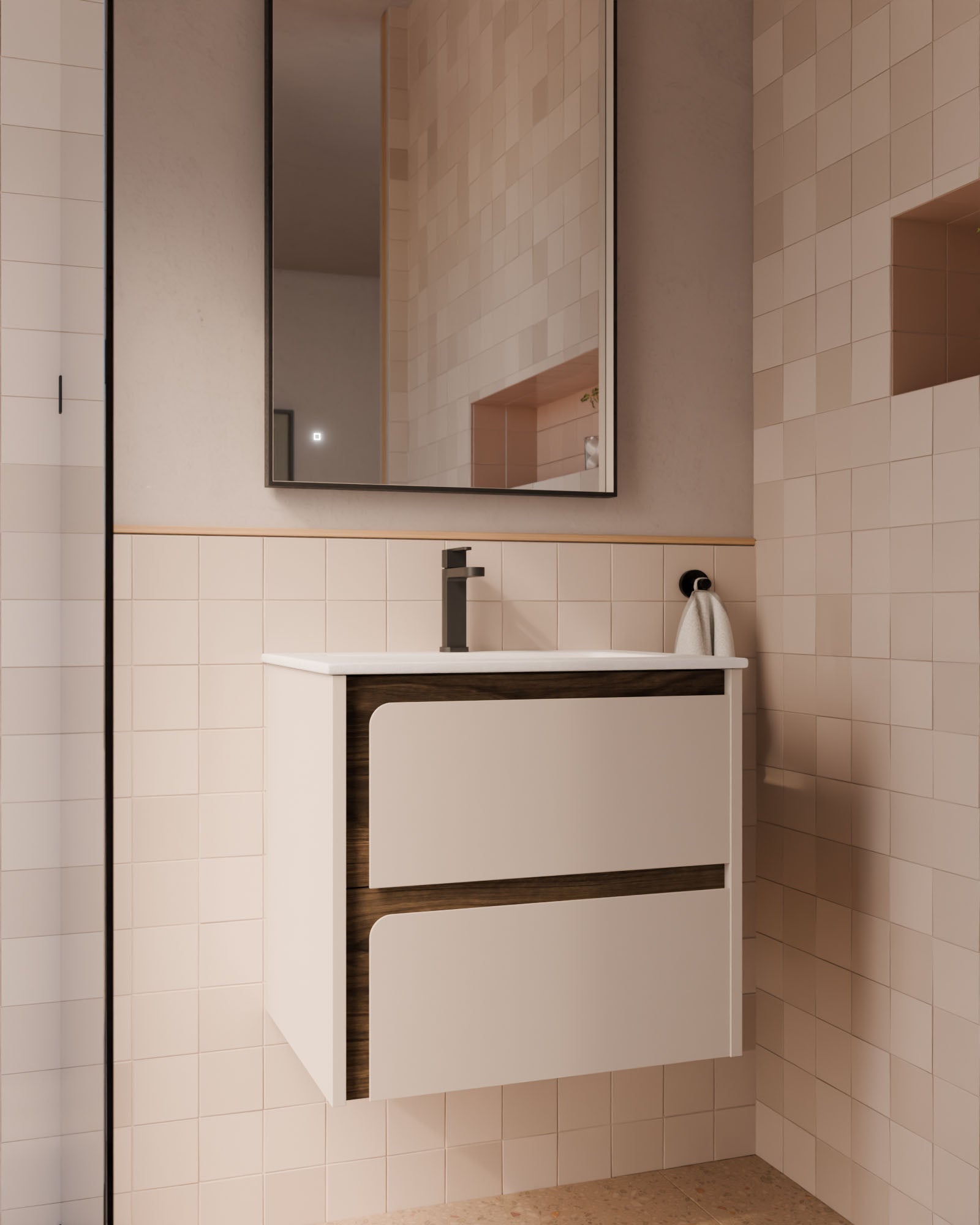 Indico 2 Schubladen Taupe Nussbaum