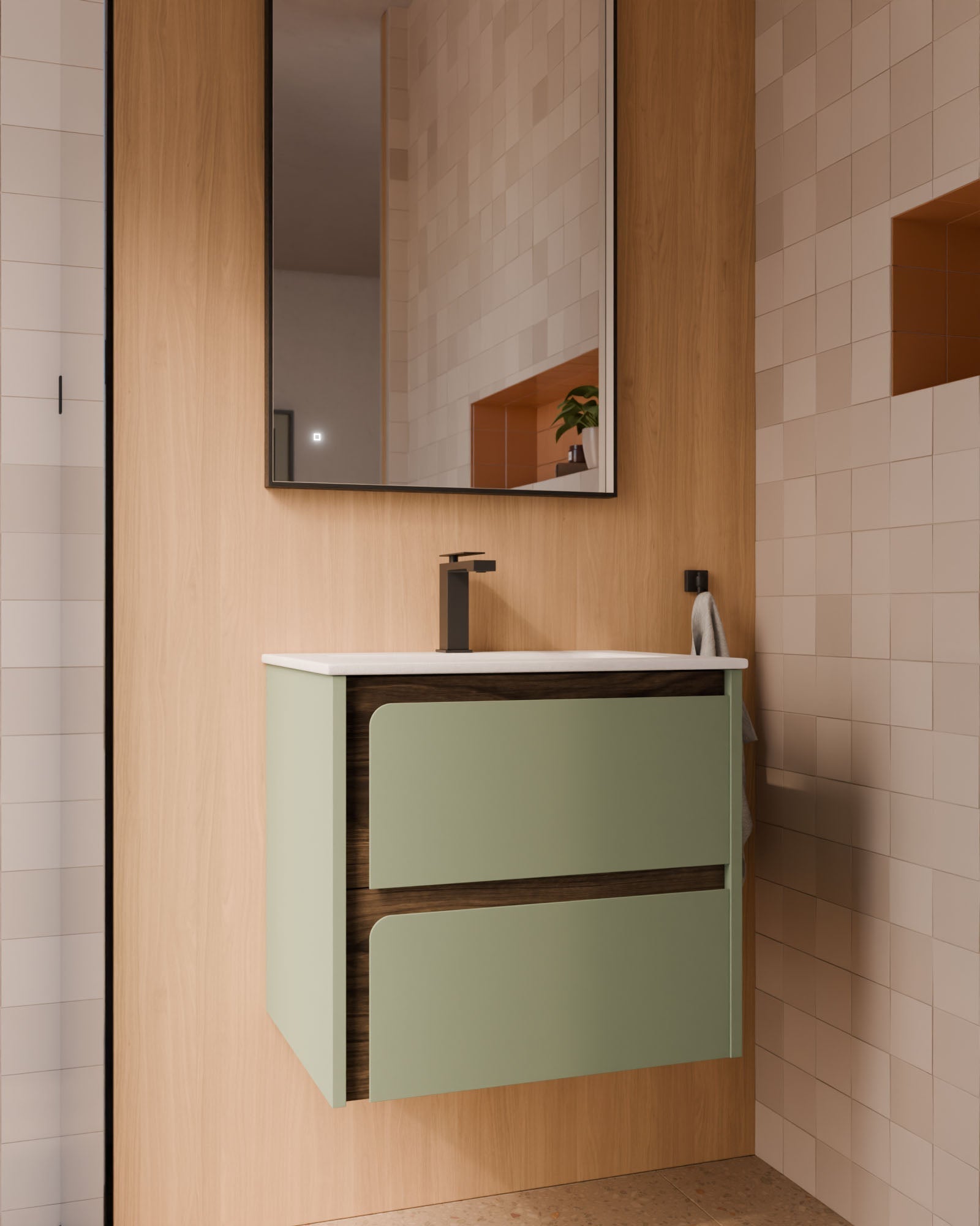 Indico 2 Schubladen Kitami-Grun Nussbaum