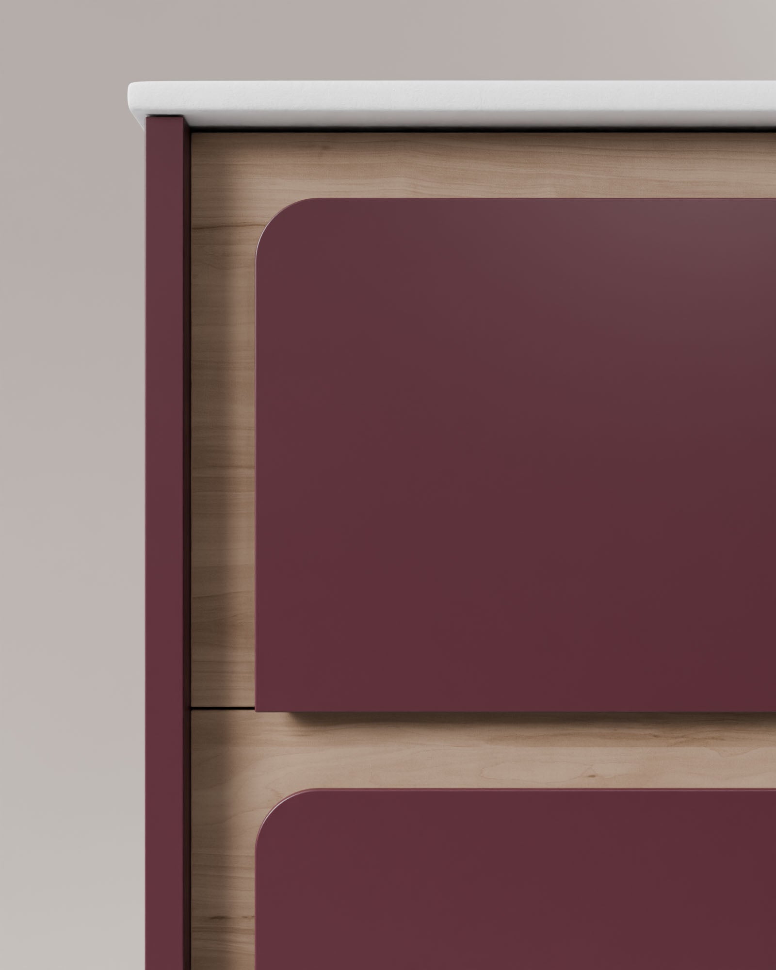 Cyra 2 Schubladen Bordeaux Eiche Elfenbein