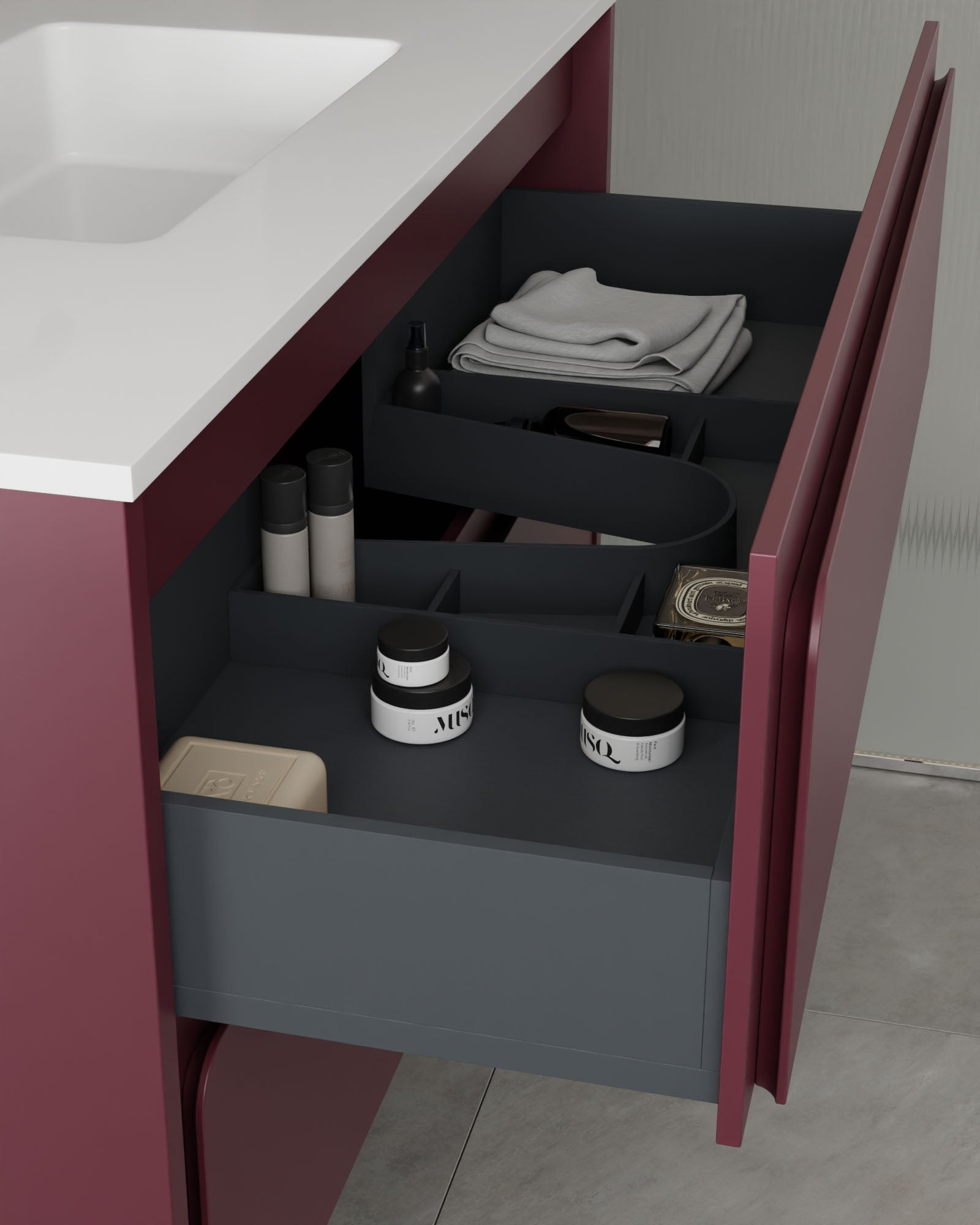 Cyra 2 Schubladen Bordeaux Bordeaux