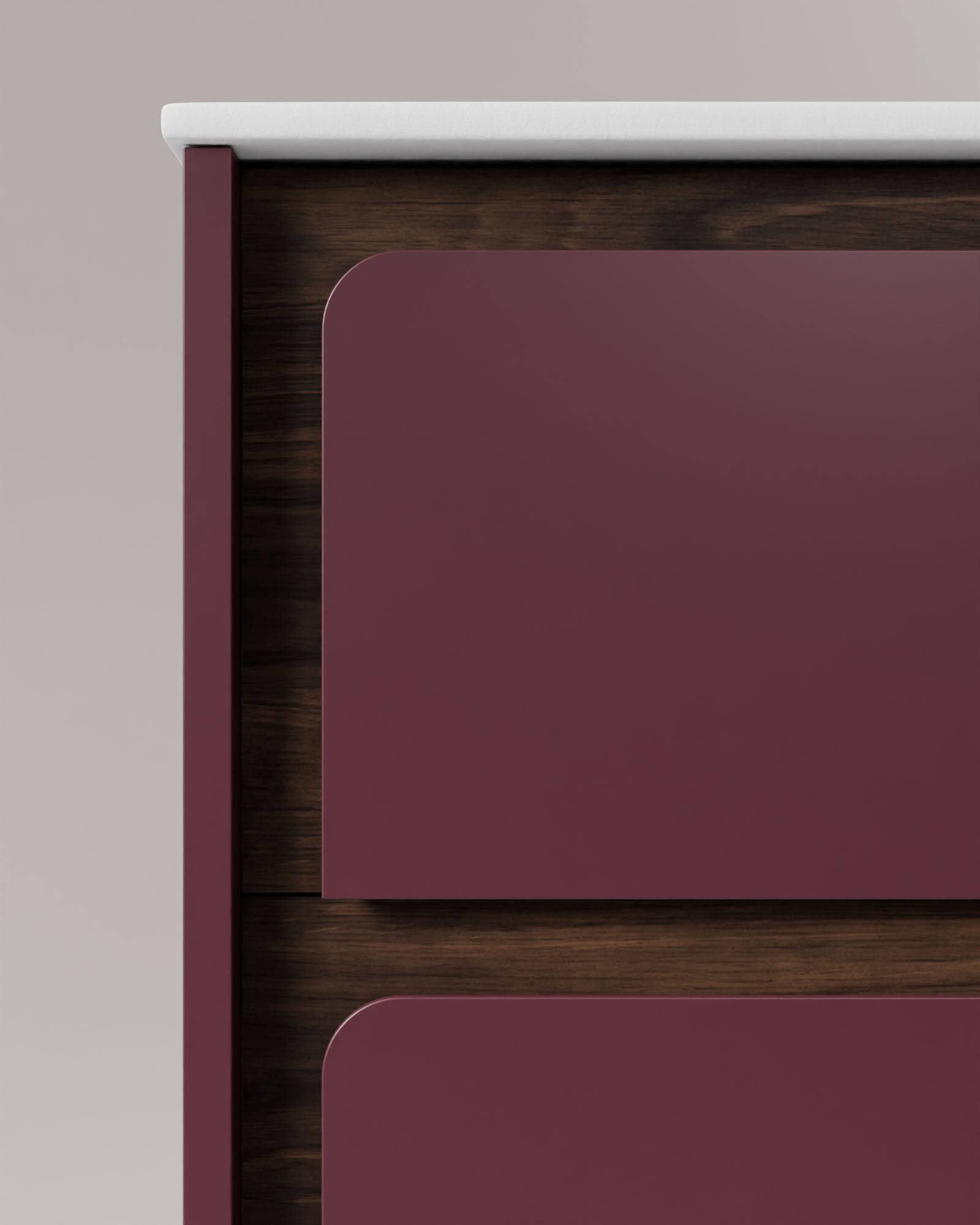 Cyra 2 Schubladen Bordeaux Nussbaum