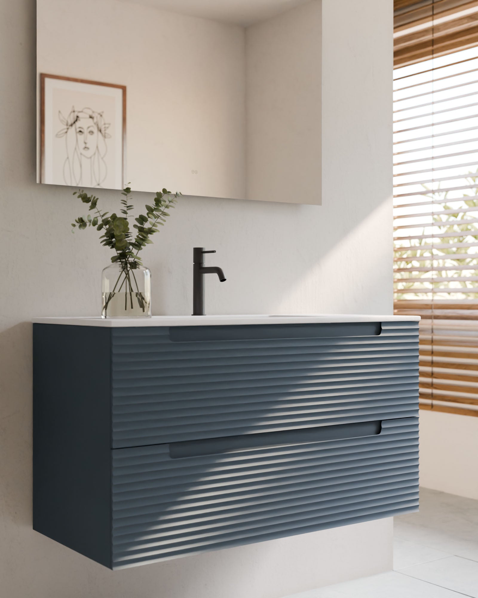 Kairo 2 cajones azul brisa