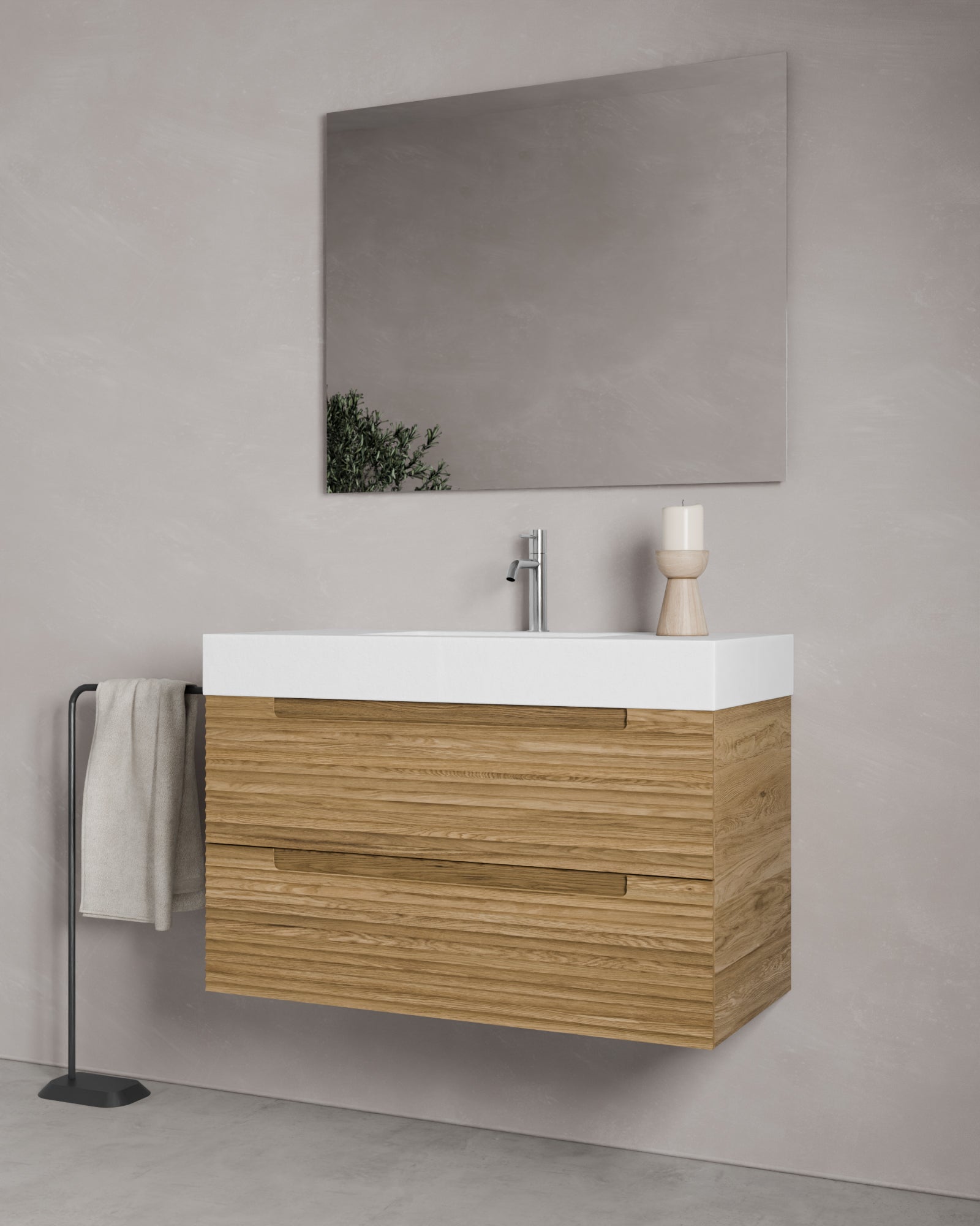 Kairo 2 cajones roble natural cube