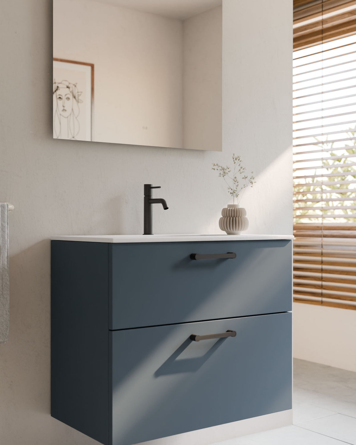 Stelo 2 Schubladen Meerblau Schwarz – Nahaufnahme