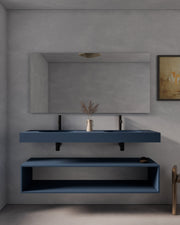 Aris lavabo mural ovale Bleu Brise Double vasque