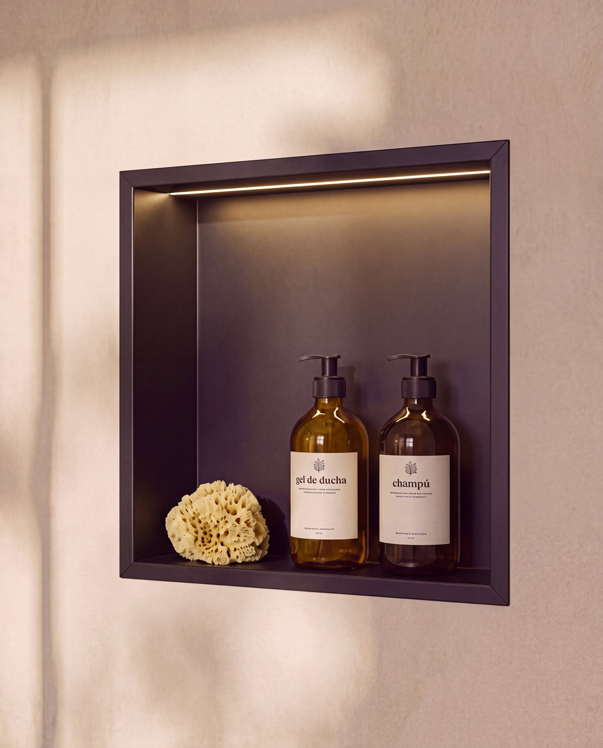 Ebra niche de douche inox 1 étagère avec éclairage Noir – vue de détail