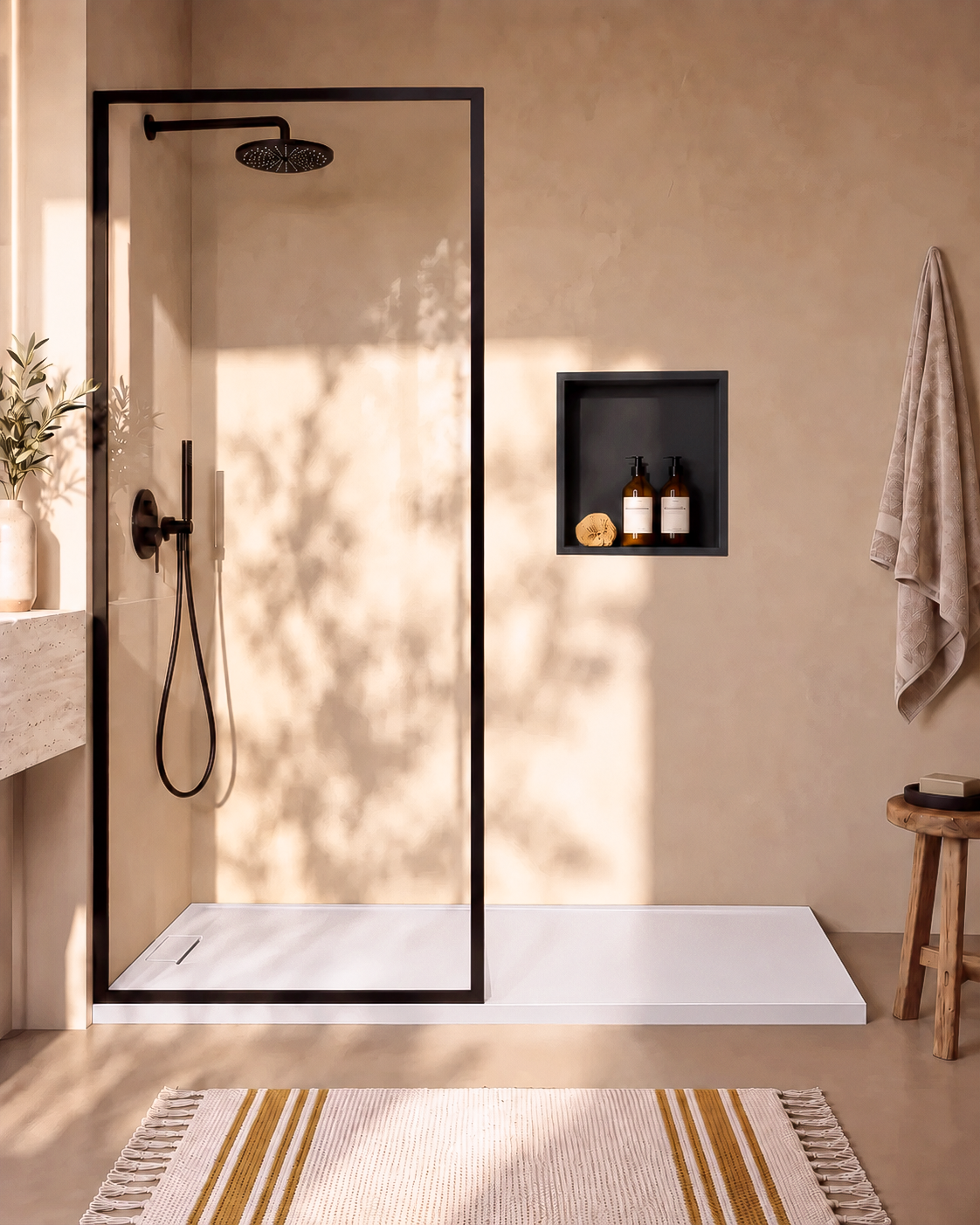 Ebra niche de douche inox 1 étagère sans éclairage Noir – vue de face