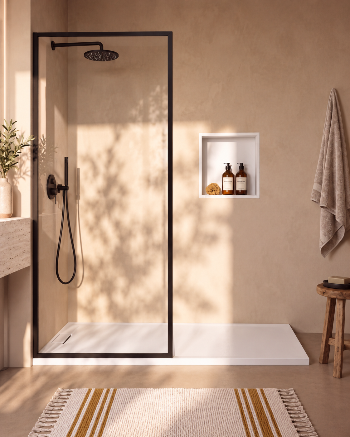 Ebra niche de douche inox 1 étagère sans éclairage Blanc – vue de face