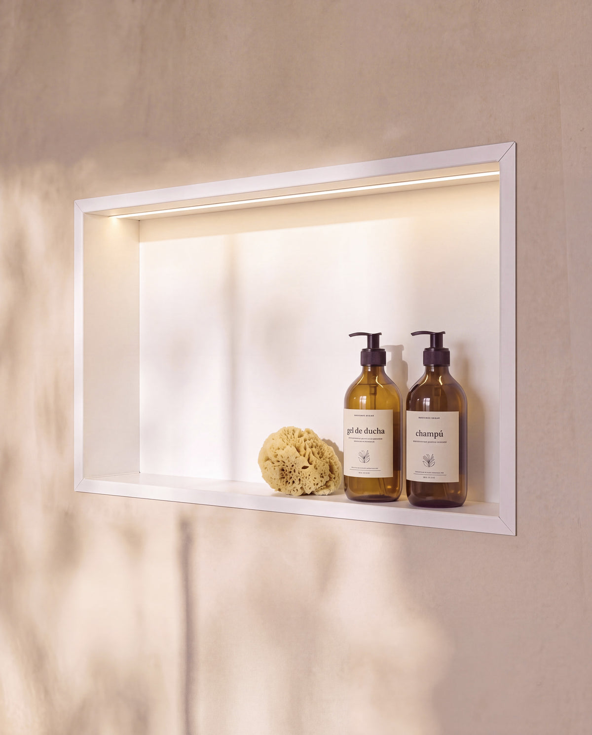 Ebra niche de douche inox 1 grande étagère avec éclairage Blanc – vue de détail
