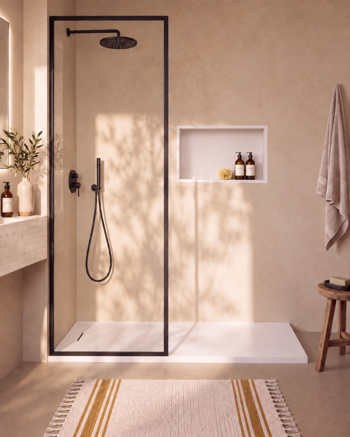 Ebra niche de douche inox 1 grande étagère sans éclairage Blanc – vue de face