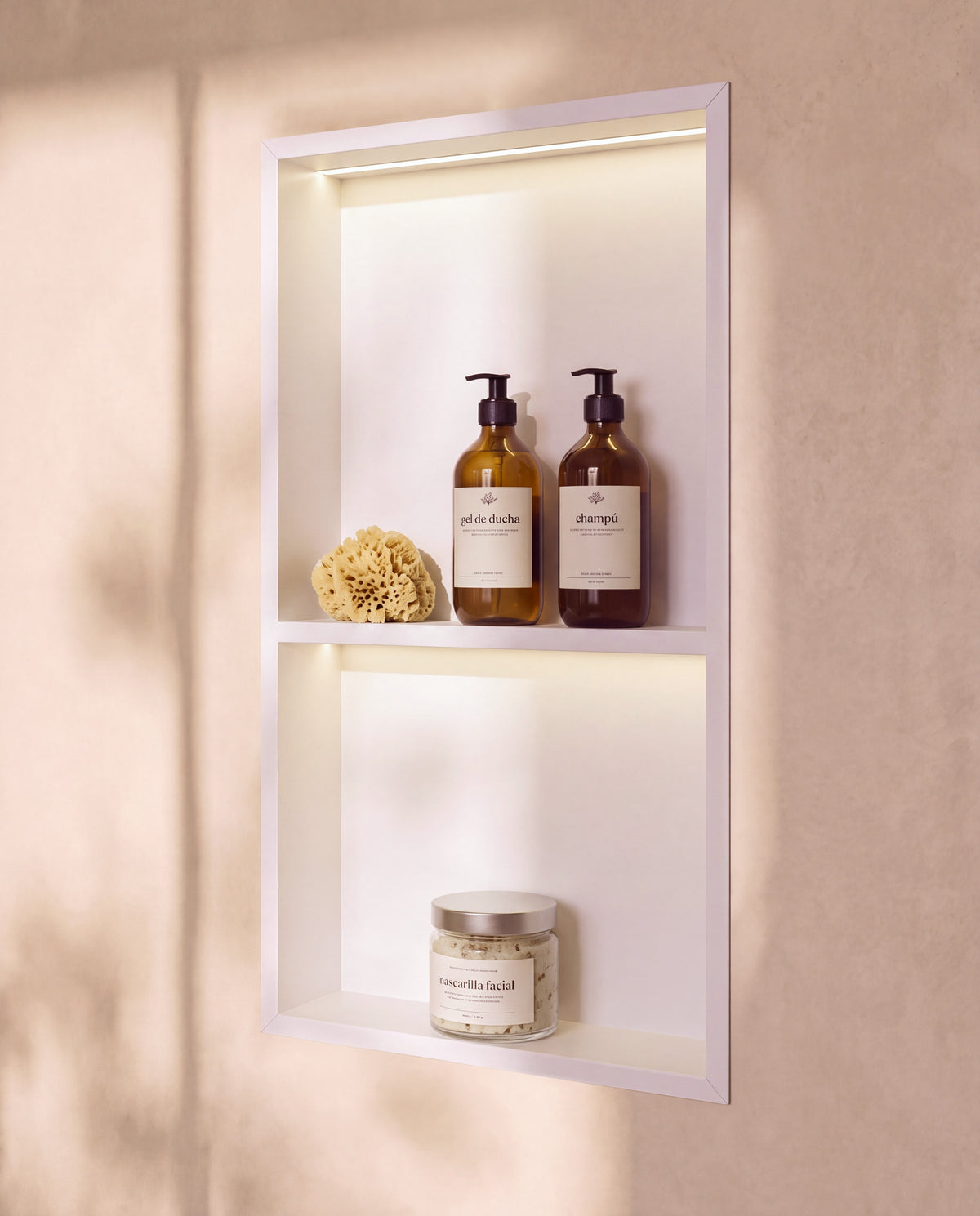 Ebra niche de douche inox 2 étagères avec éclairage Blanc – vue de détail