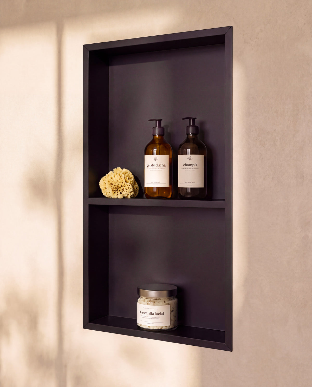 Ebra niche de douche inox 2 étagères sans éclairage Noir – vue de détail