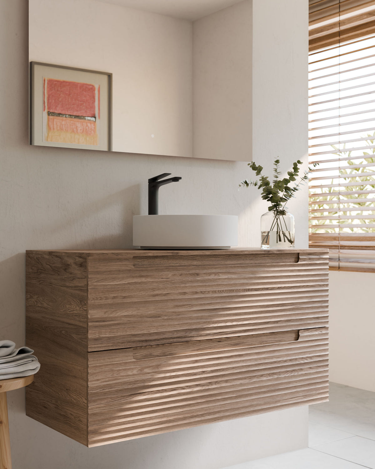 Kairo 2 Schubladen Natureiche – mit Arbeitsplatte Natureiche, Nahaufnahme