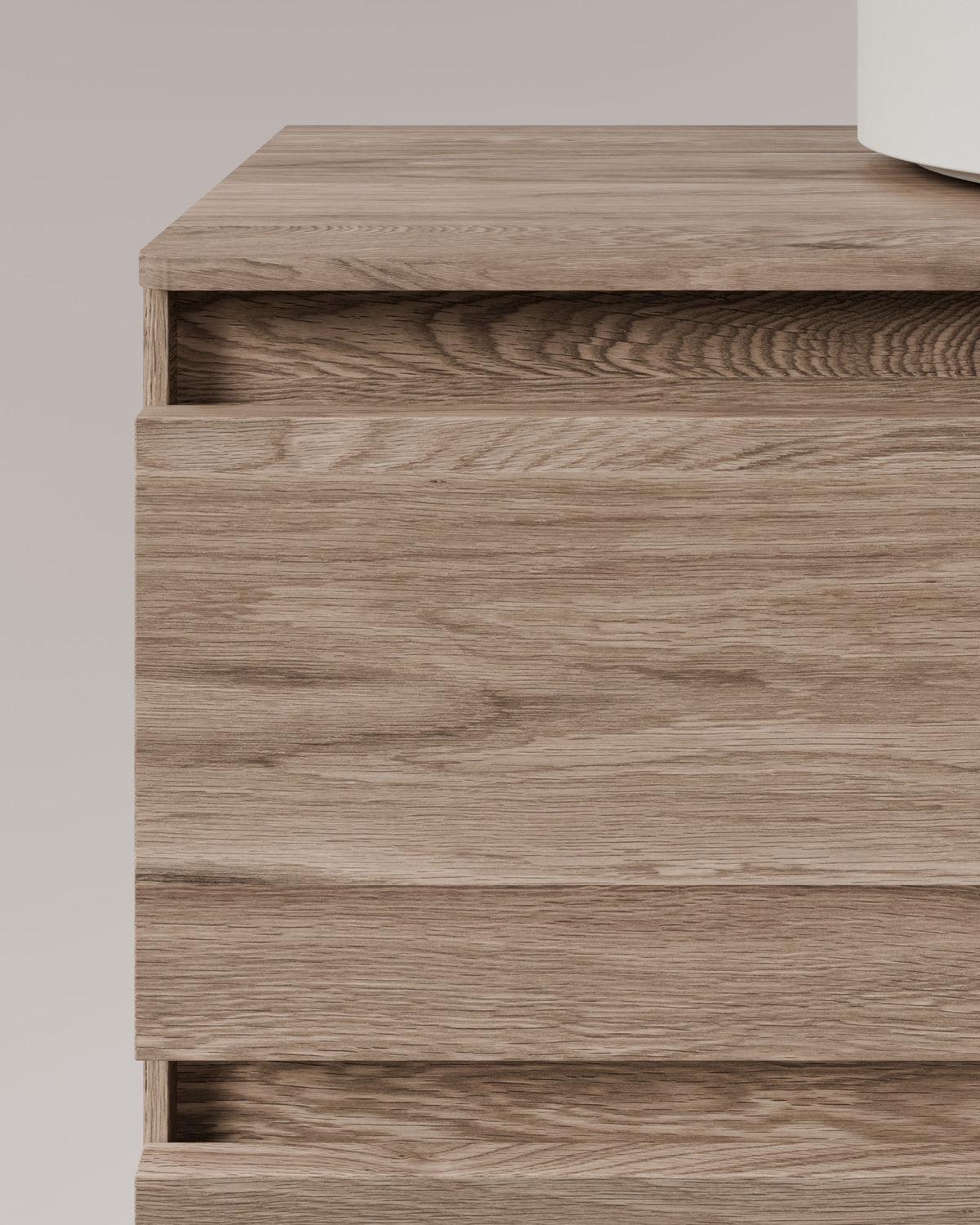 Zuri 2 Schubladen Natureiche – mit Arbeitsplatte Natureiche, Detailansicht