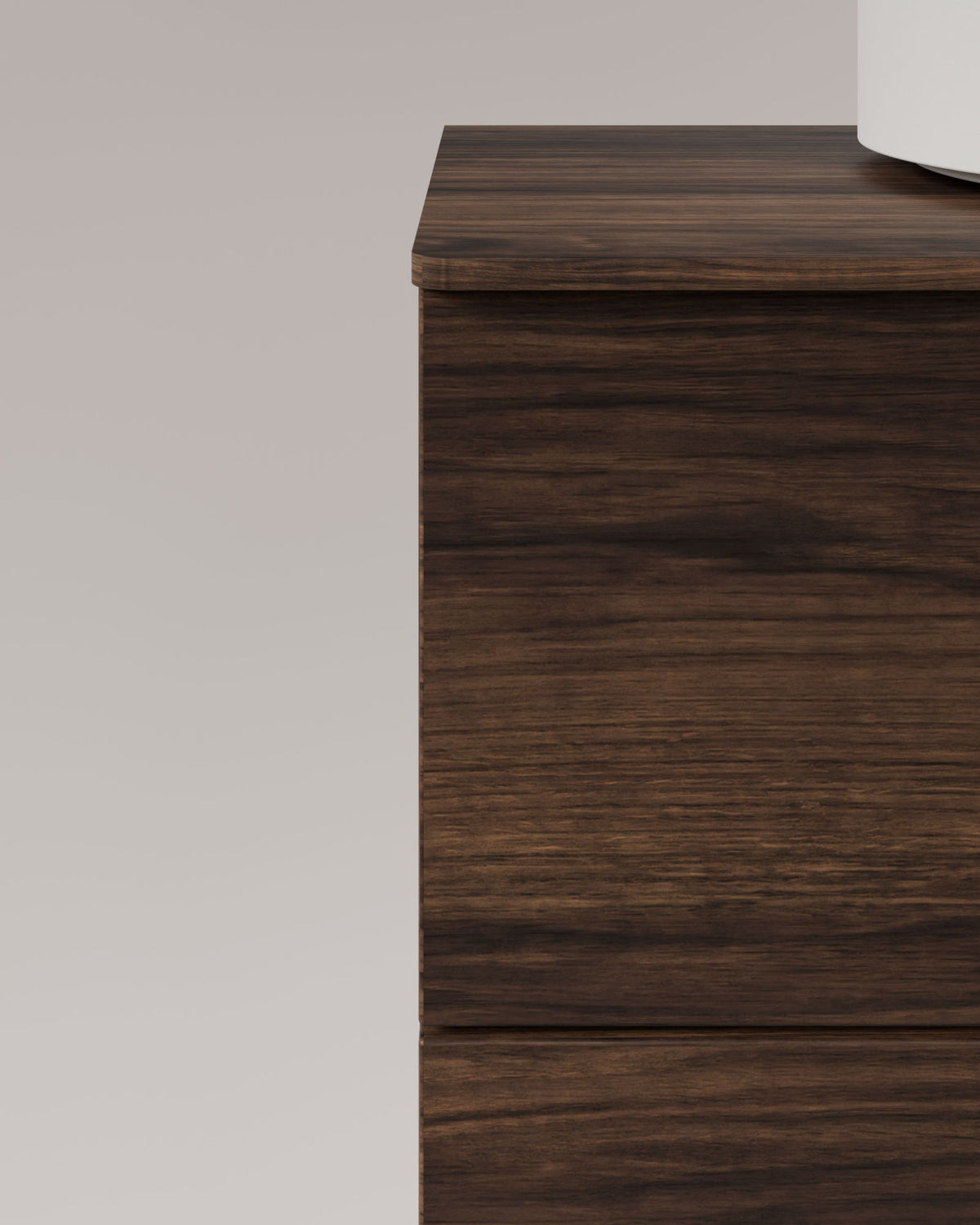 Stelo 2 cajones Nogal Negro – con encimera Nogal, vista de detalle