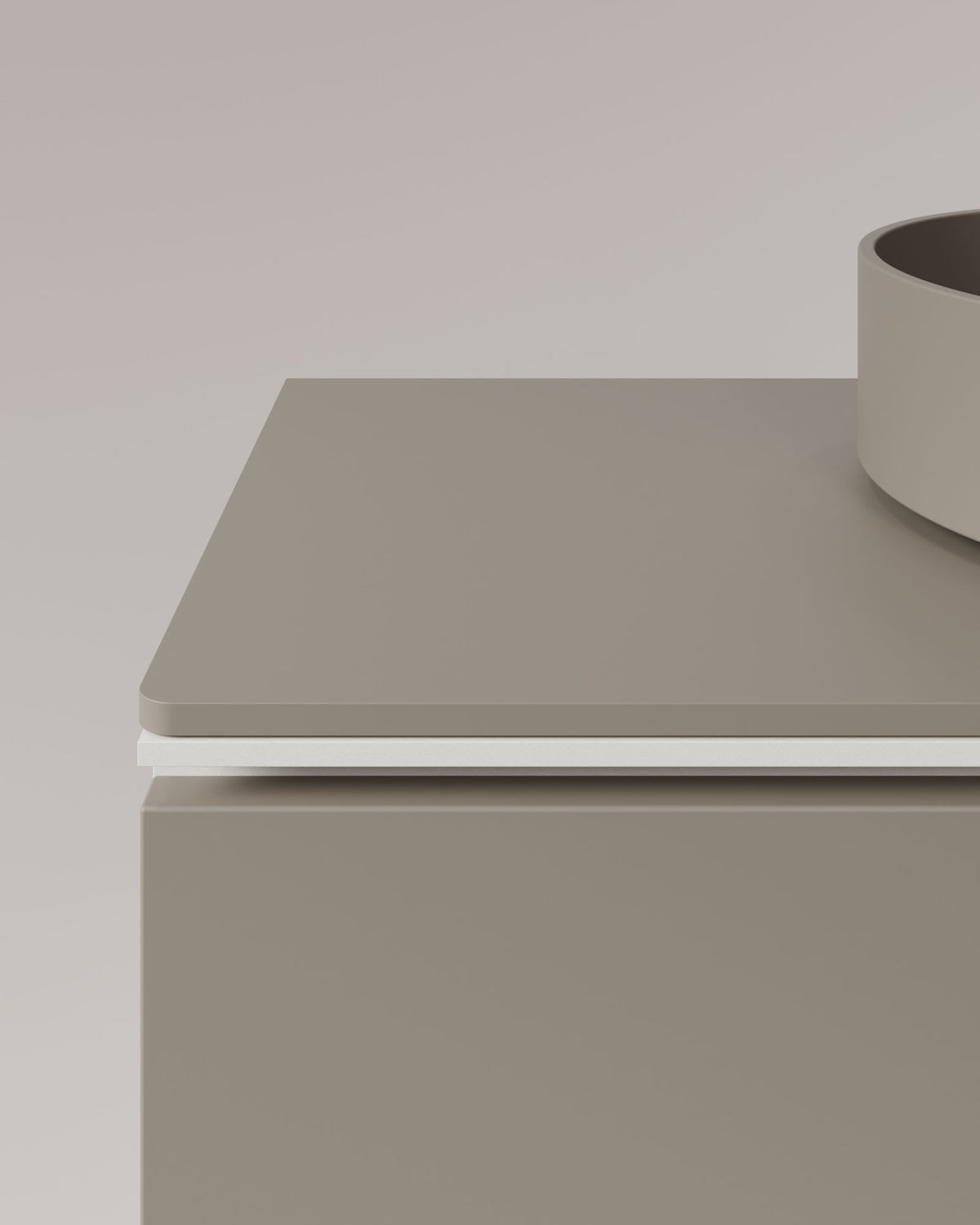 Ronda 2 tiroirs Quartz Blanc – avec plan de travail Quartz, vue de détail