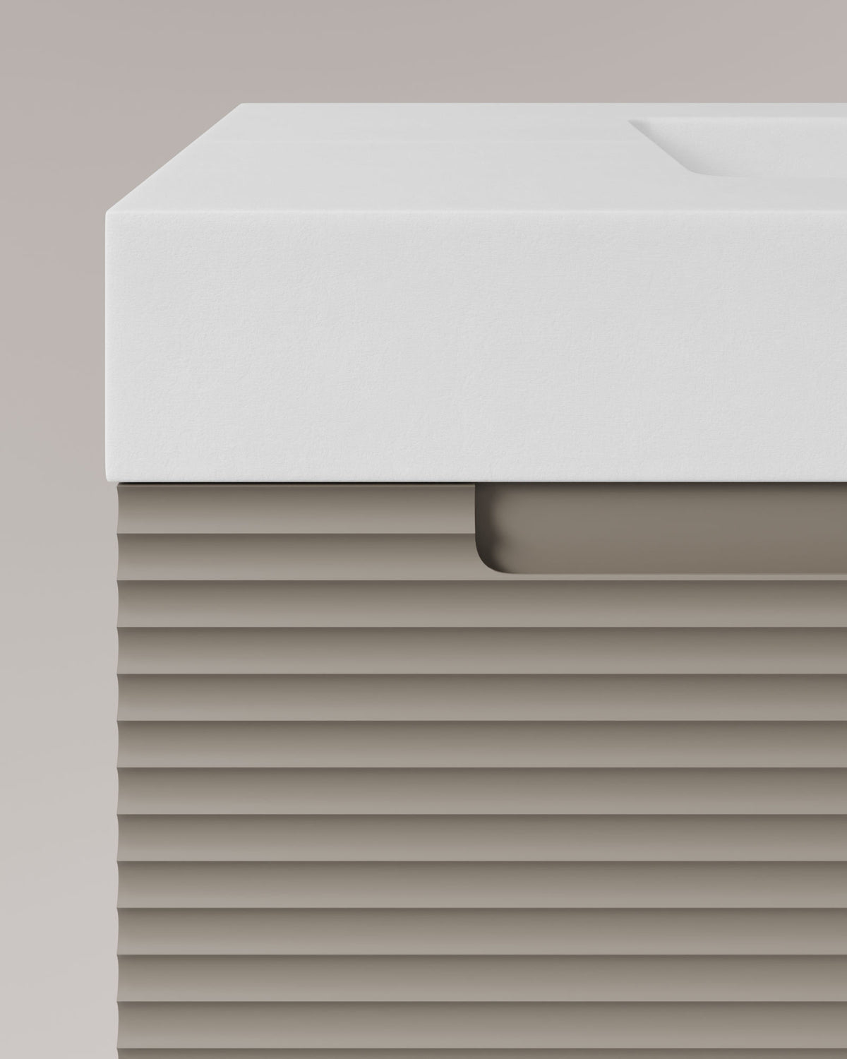 Kairo 2 cajones cuarzo – con lavabo integrado Toren Blanco, Faldón 10 cm, sin agujero de grifo, vista de detalle