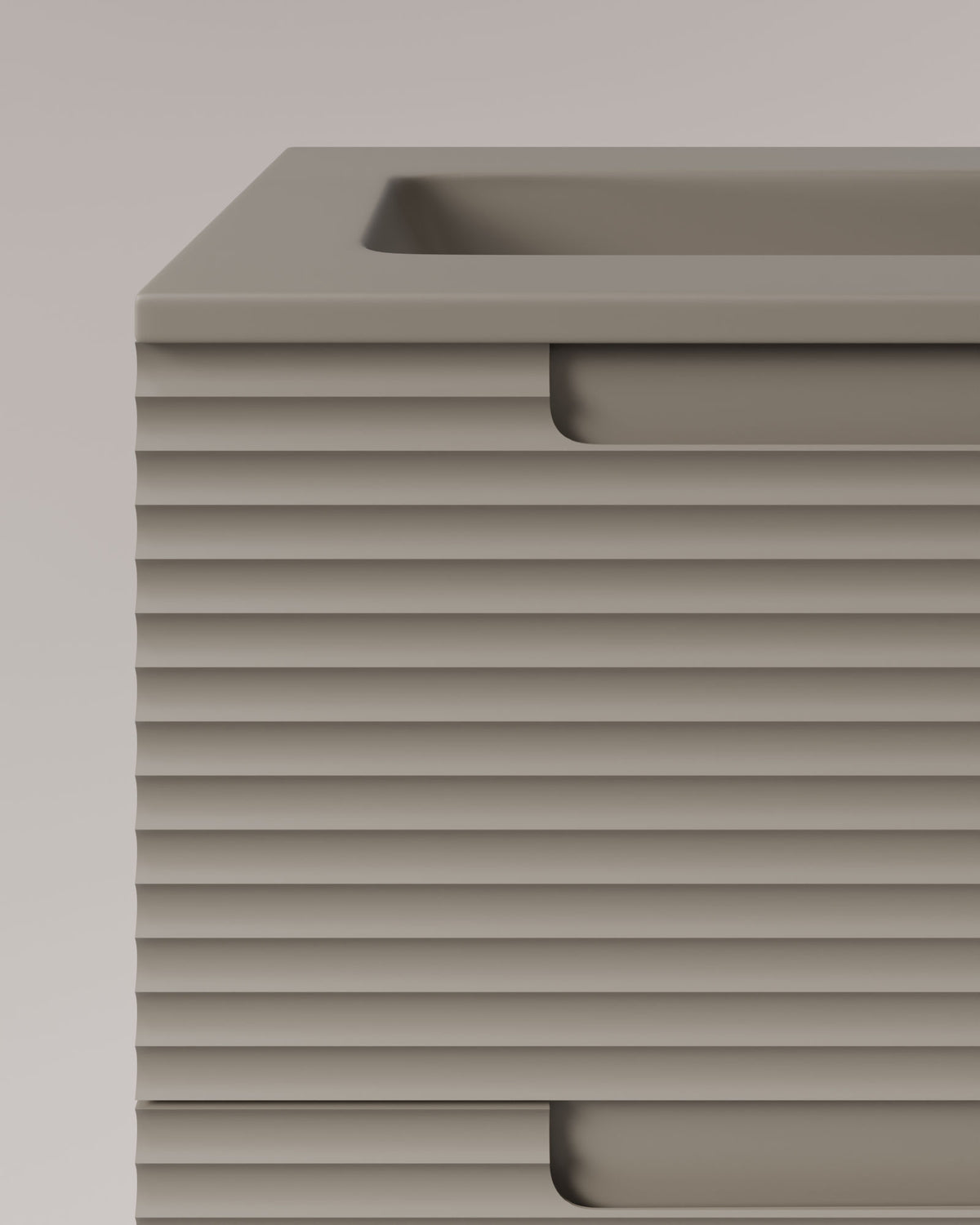 Kairo 2 cajones cuarzo – con lavabo integrado Meira Cuarzo, Faldón 2 cm, con agujero de grifo, vista de detalle