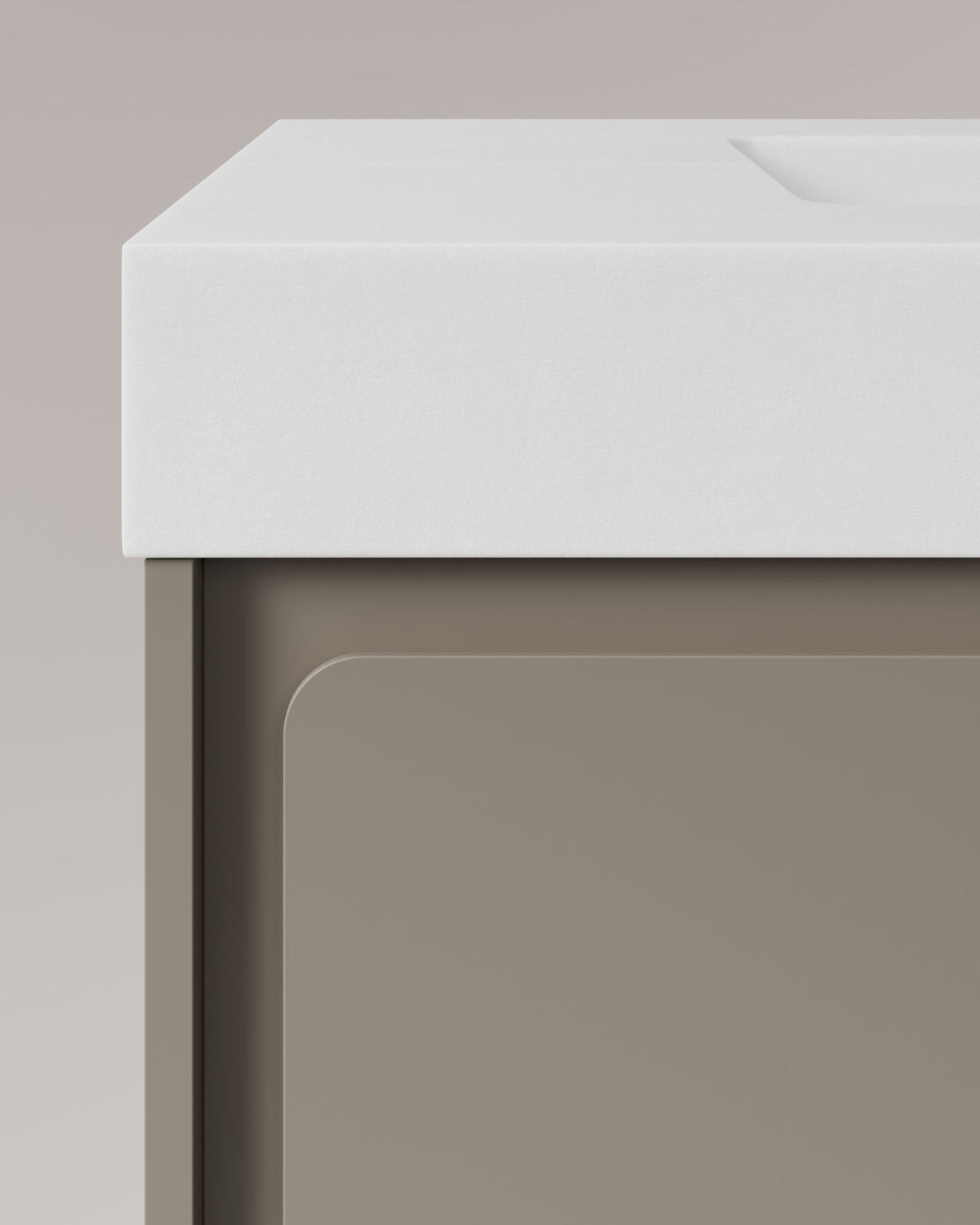 Cyra 2 cajones cuarzo cuarzo – con lavabo integrado Toren Blanco, Faldón 10 cm, sin agujero de grifo, vista de detalle