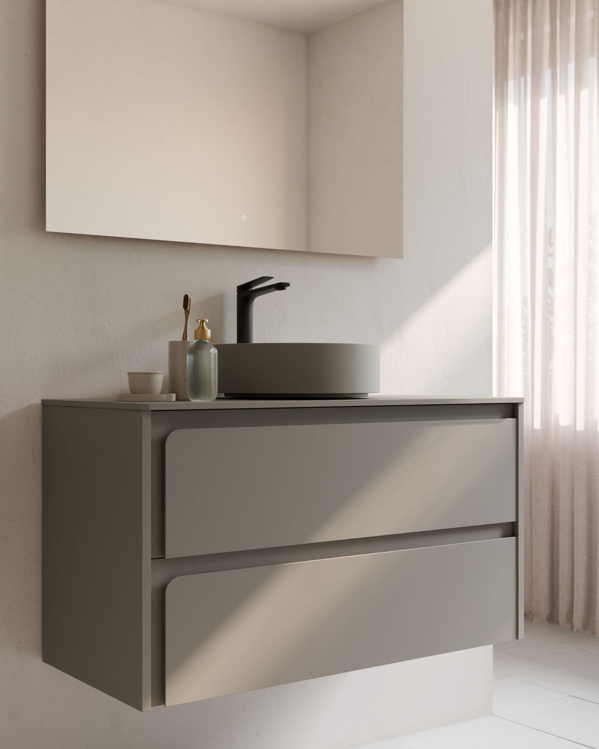 Cyra 2 cajones cuarzo cuarzo – con encimera Cuarzo, primer plano