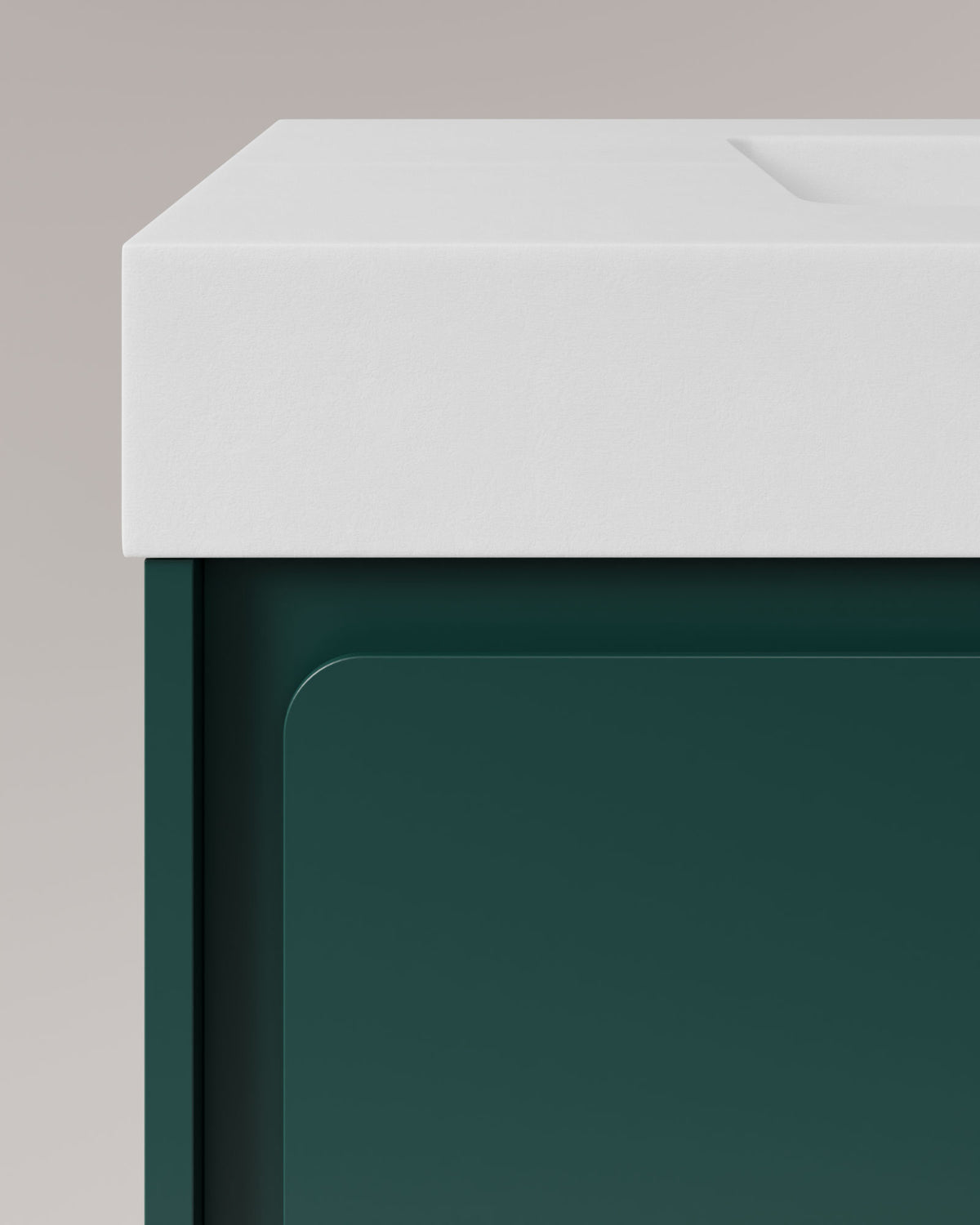 Cyra 2 tiroirs Émeraude Émeraude – avec plan vasque Toren Blanc, Tablier 10 cm, avec trou de robinet, vue de détail