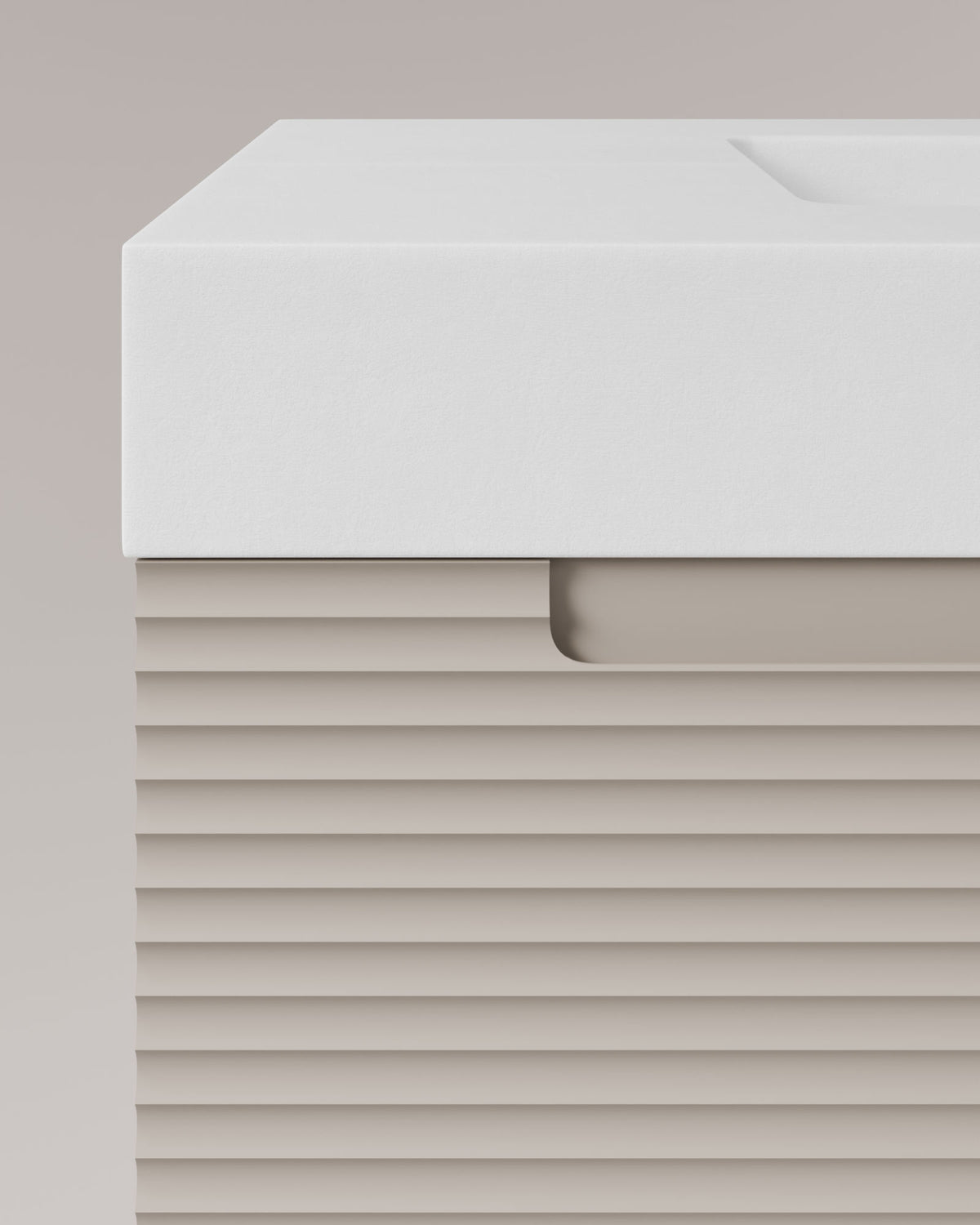 Kairo 2 cajones topo – con lavabo integrado Toren Blanco, Faldón 10 cm, con agujero de grifo, vista de detalle