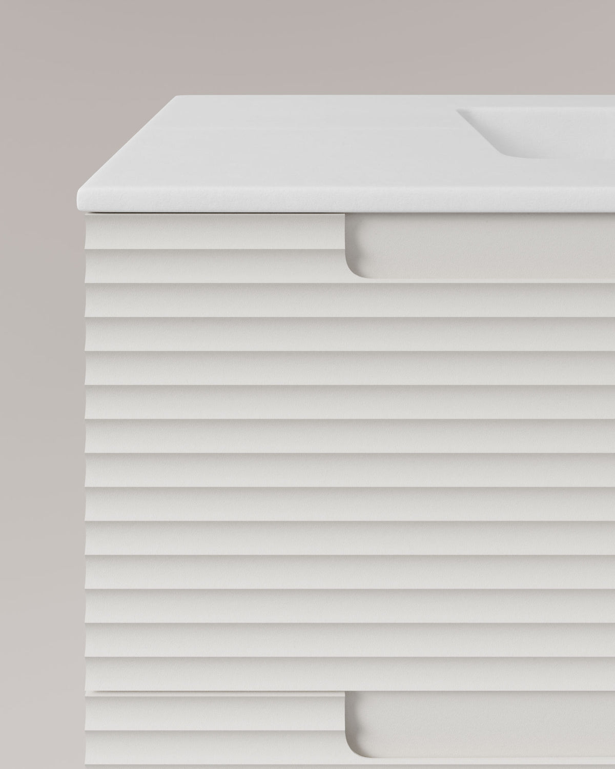 Kairo 2 cajones blanco – con lavabo integrado Toren Blanco, Faldón 2 cm, sin agujero de grifo, vista de detalle