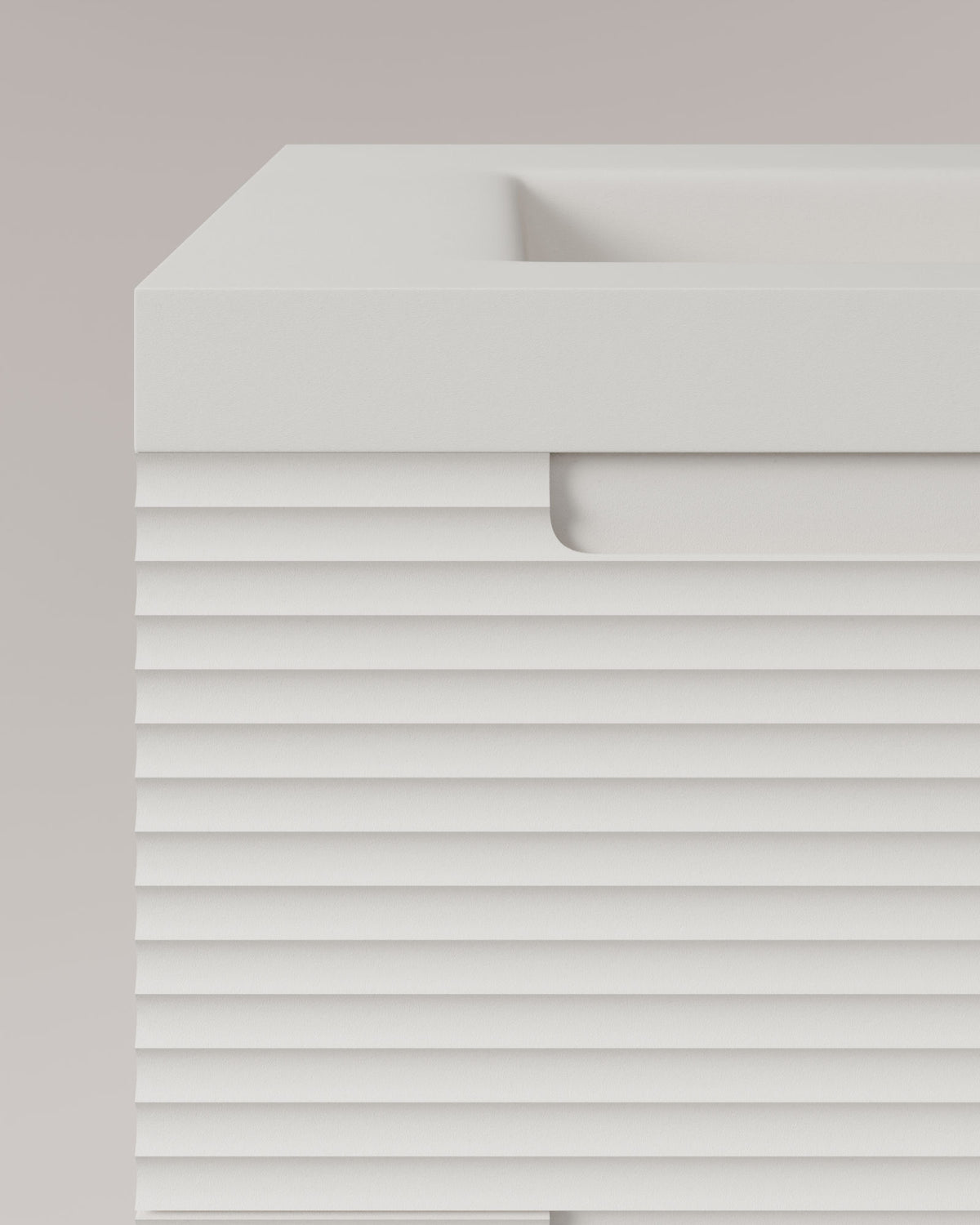 Kairo 2 cajones blanco – con lavabo integrado Ardelia Blanco, Faldón 6 cm, con agujero de grifo, vista de detalle