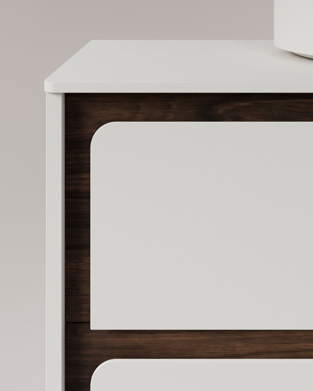 Cyra 2 cajones blanco nogal – con encimera Blanco, vista de detalle
