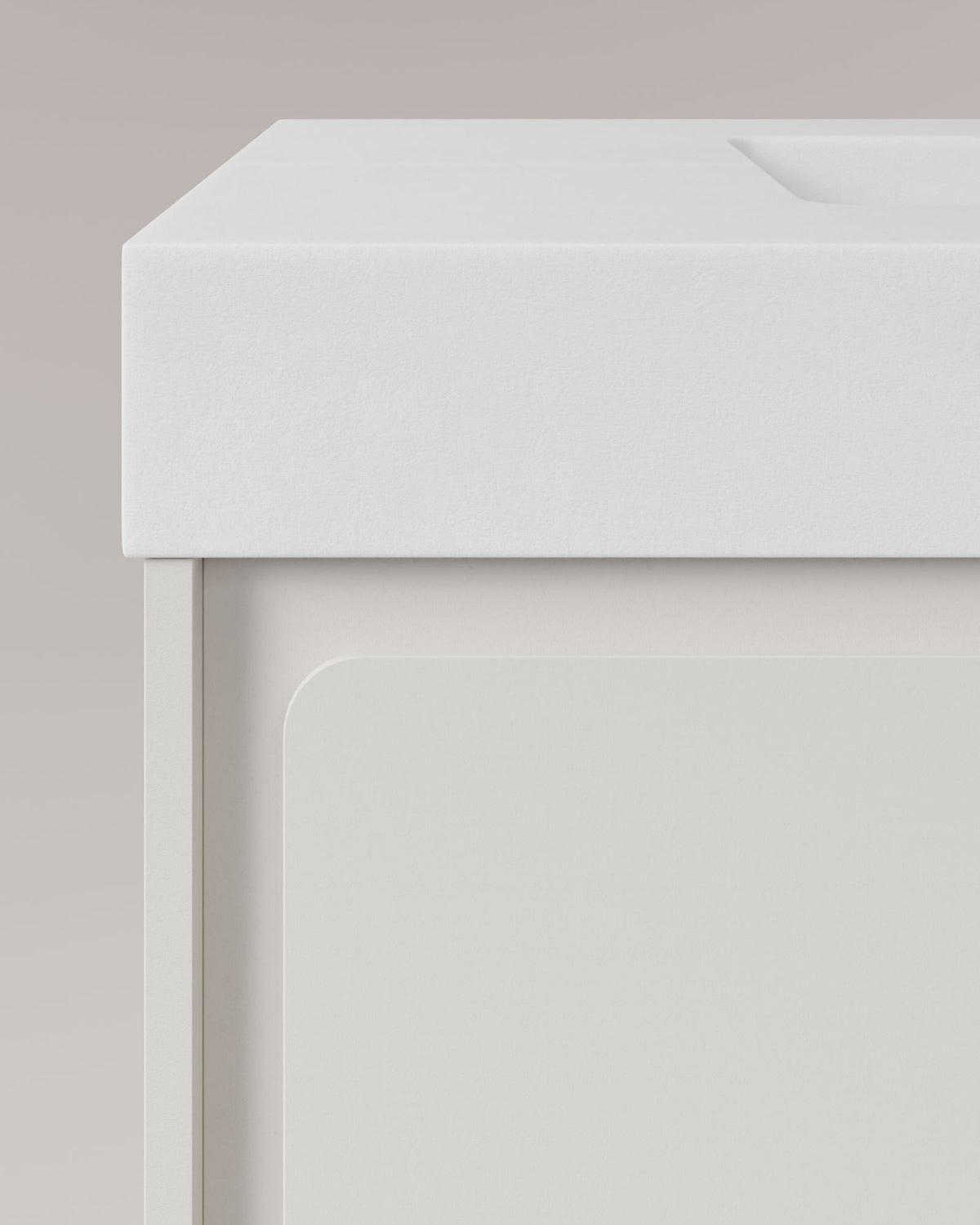 Cyra 2 cajones blanco blanco – con lavabo integrado Toren Blanco, Faldón 10 cm, sin agujero de grifo, vista de detalle