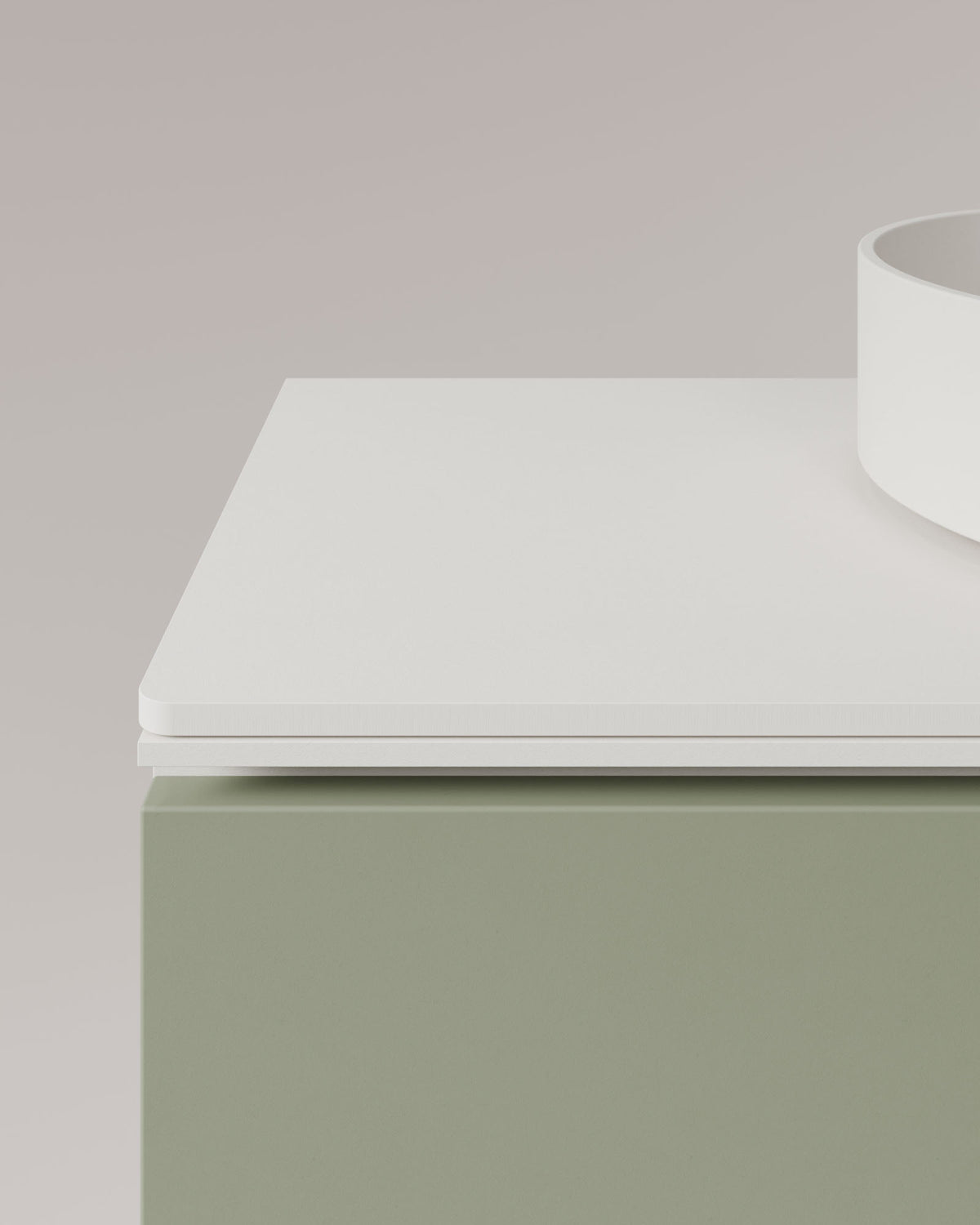 Ronda 4 cajones Doble seno Verde Kitami Blanco – con encimera Blanco, vista de detalle