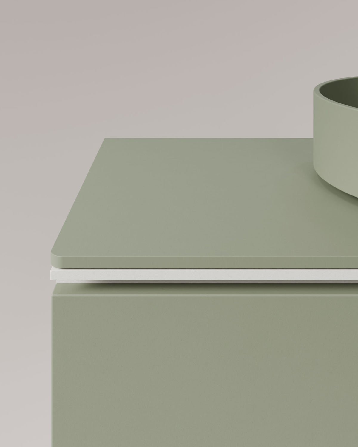 Ronda 4 cajones Doble seno Verde Kitami Blanco – con encimera Verde Kitami, vista de detalle