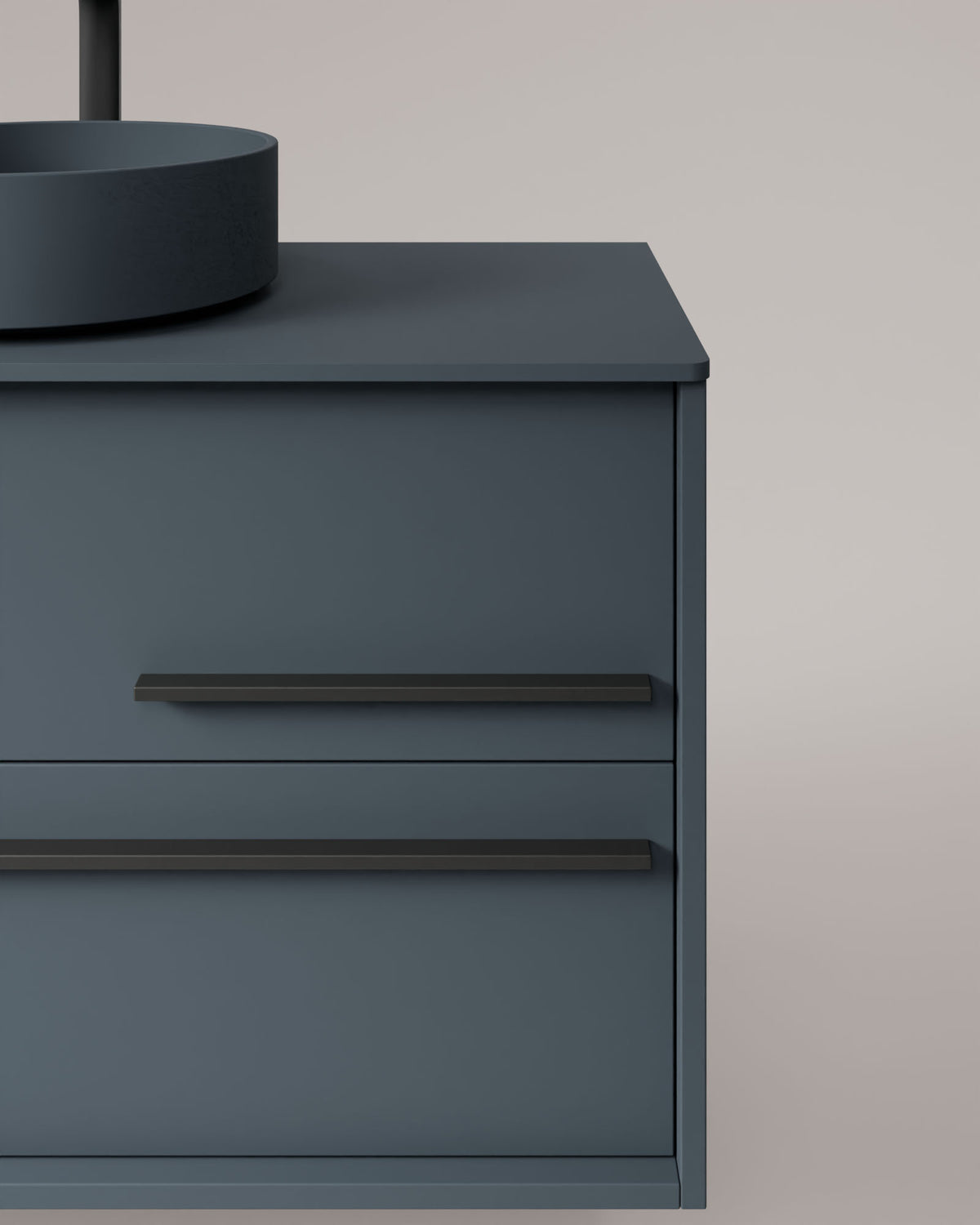 Marel 4 tiroirs Double vasque Bleu Brise Graphite – avec plan de travail Bleu Brise, vue de détail