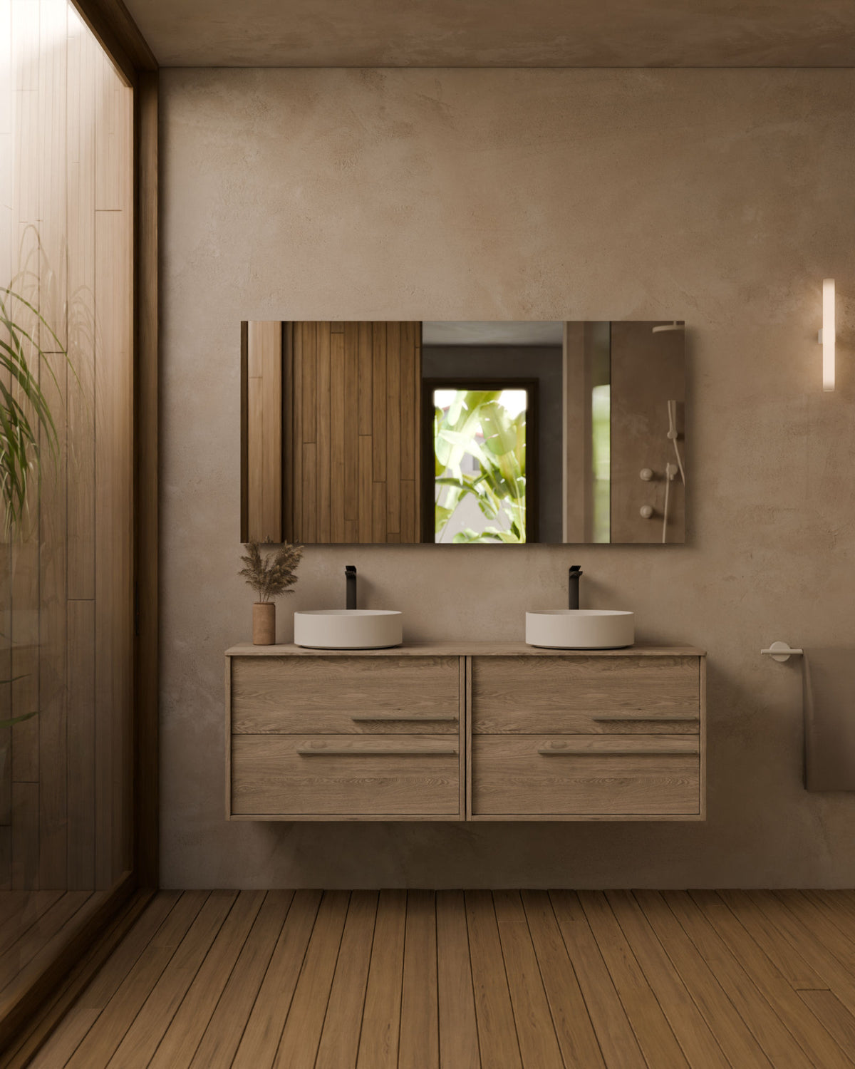 Marel 4 cajones Doble seno Roble Natural Cuarzo – con encimera Roble natural, vista frontal