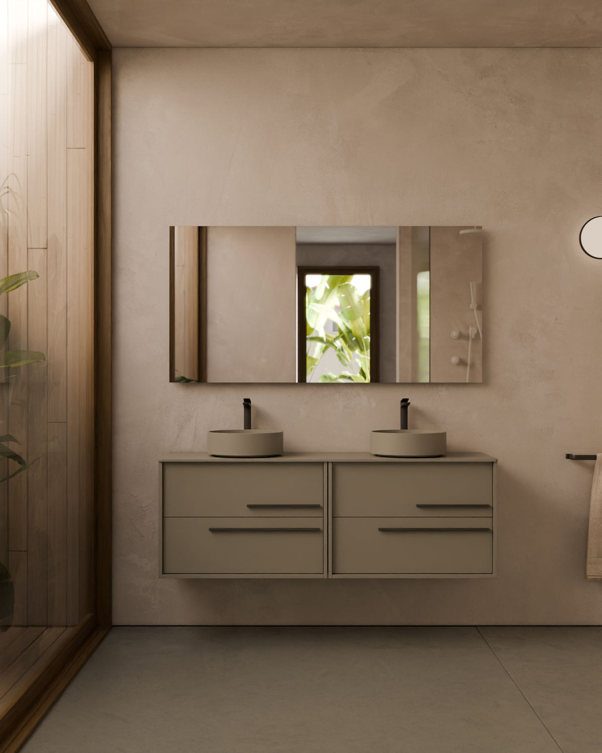 Marel 4 cajones Doble seno Cuarzo Grafito – con encimera Cuarzo, vista frontal