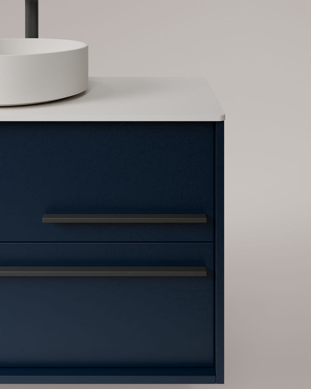 Marel 4 tiroirs Double vasque Saphir Graphite – avec plan de travail Blanc, vue de détail