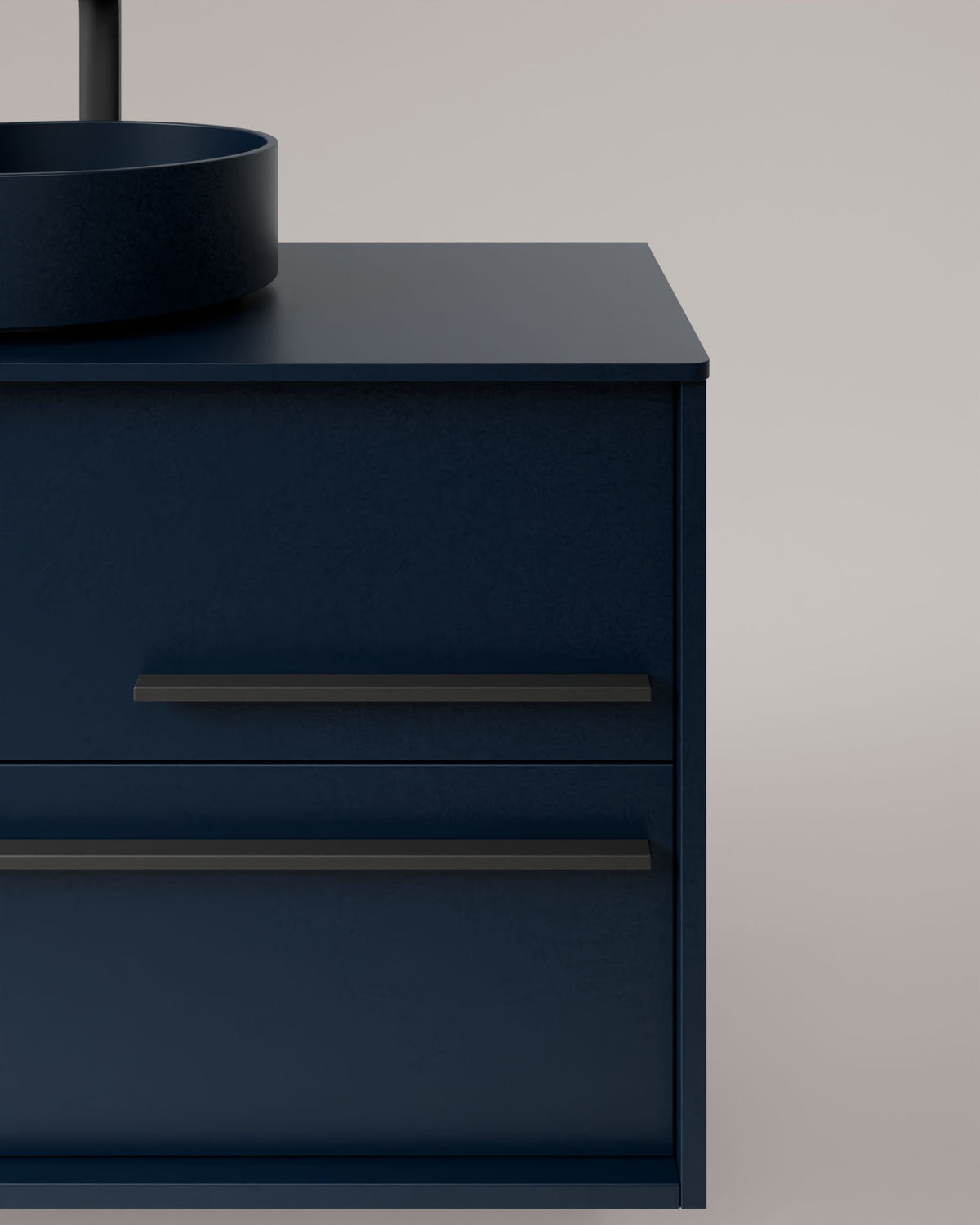 Marel 4 tiroirs Double vasque Saphir Graphite – avec plan de travail Saphir, vue de détail